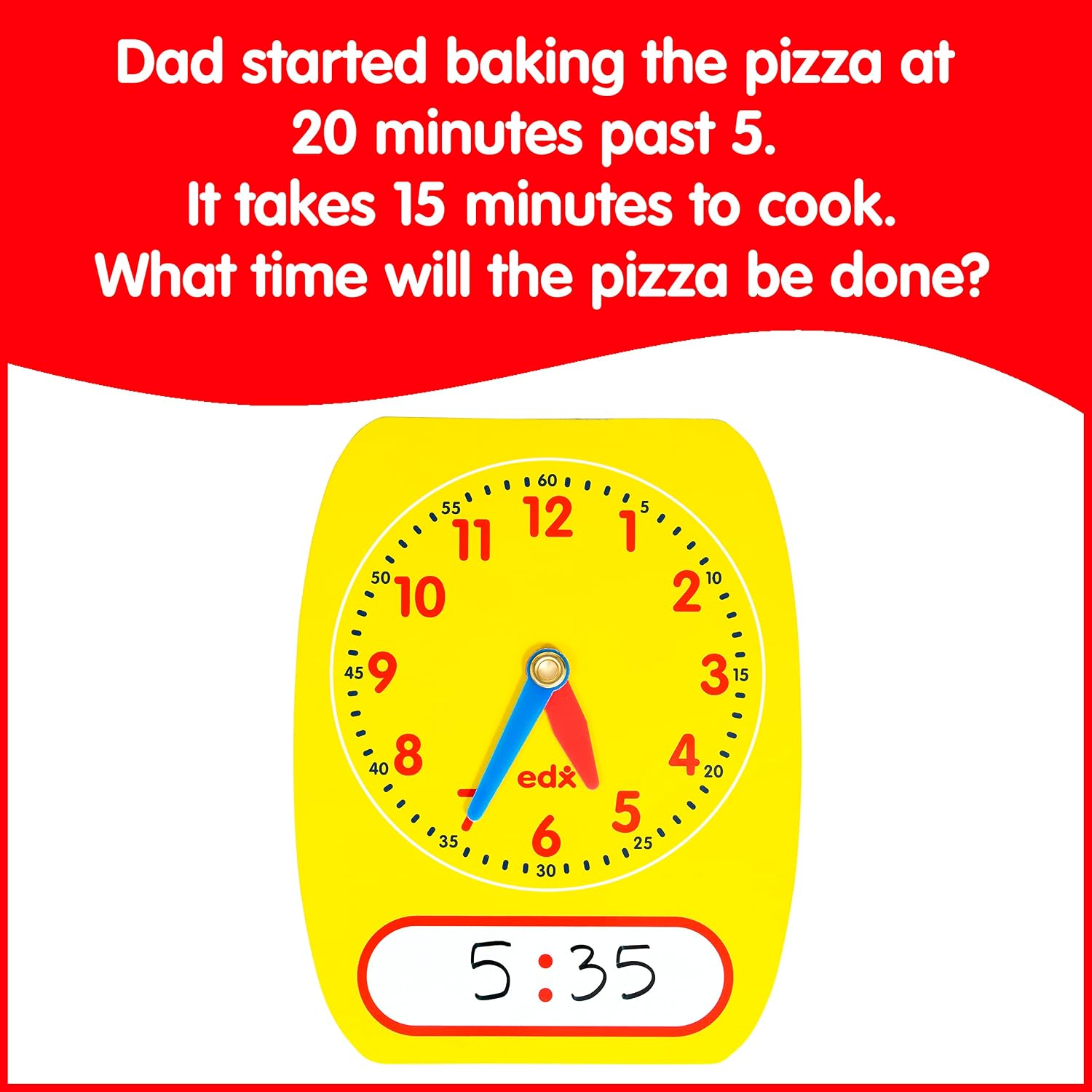 edxeducation Write-On Wipe-Off Clock Dials, Set of 5 | Analog Clock With Movable Hands, Learn to Tell Time, Teaching Resource for Classrooms