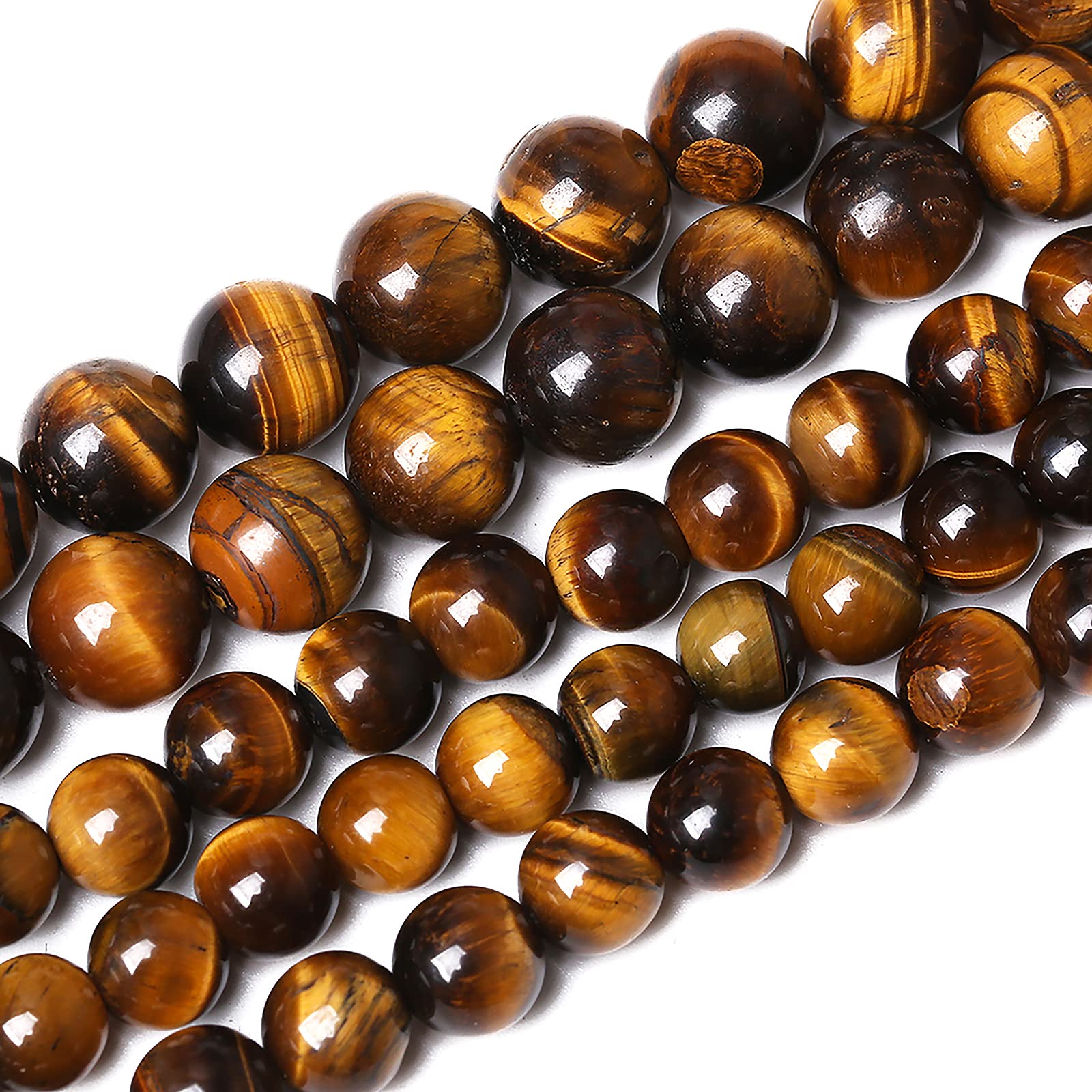 Natural Yellow Tiger Eye Stone Beads Semi Gemstone Round Loose Beads for Jewelry Making 8MM 45PCS 15" DIY Bracelet Necklace Earrings