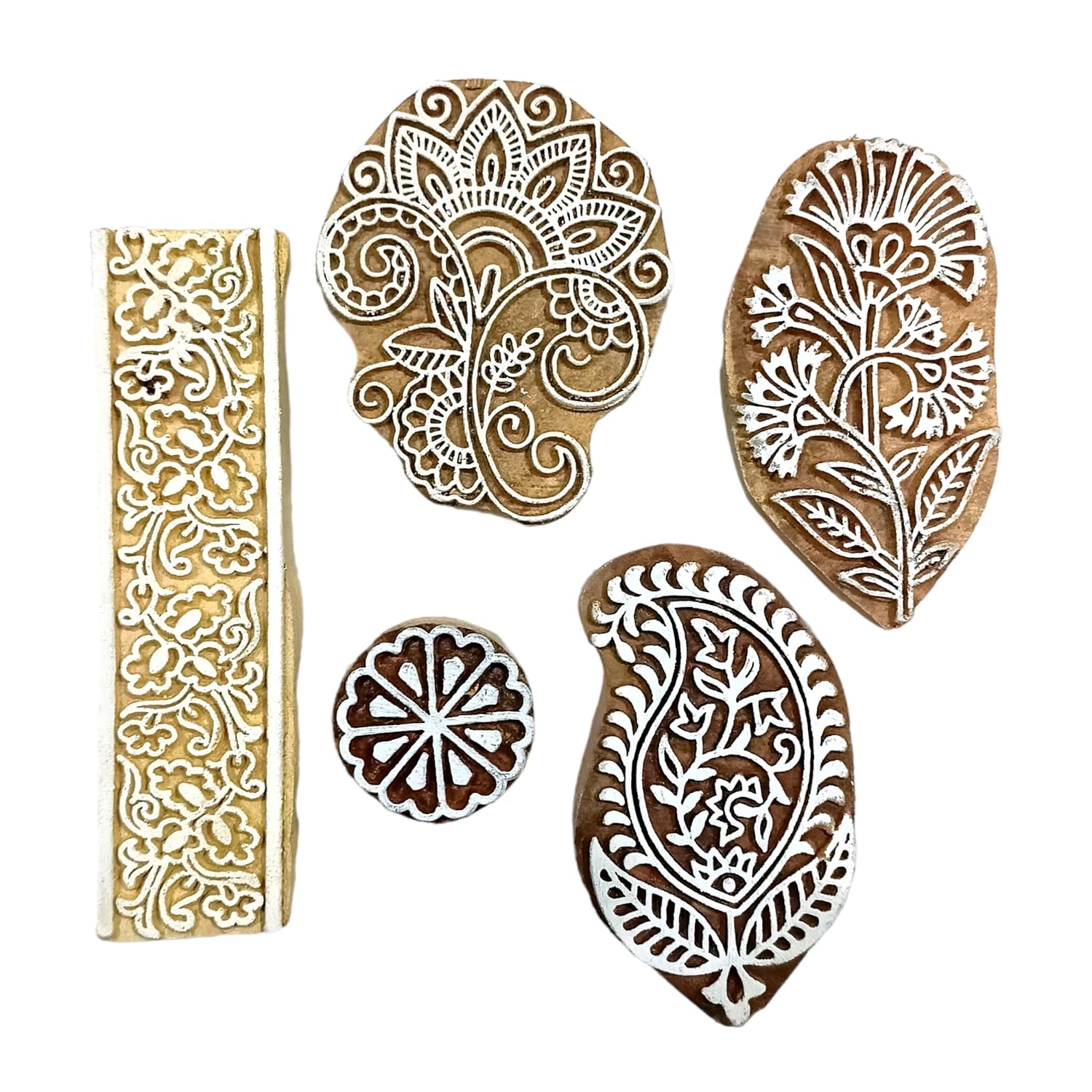 Kraftwala Wooden Printing Stamps for Textile Fabric Printng | Scrapbooking | School Project | Printing Blocks | (Pack of 5) (B0D3B1BC83) Amazon Price History, Amazon Price Tracker