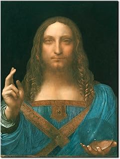 Wieco Art Canvas Prints Salvator Mundi,1500 by Leonardo DA VINCI Classic Art Reproductions Jesus Canvas Wall Art for Home Decoration