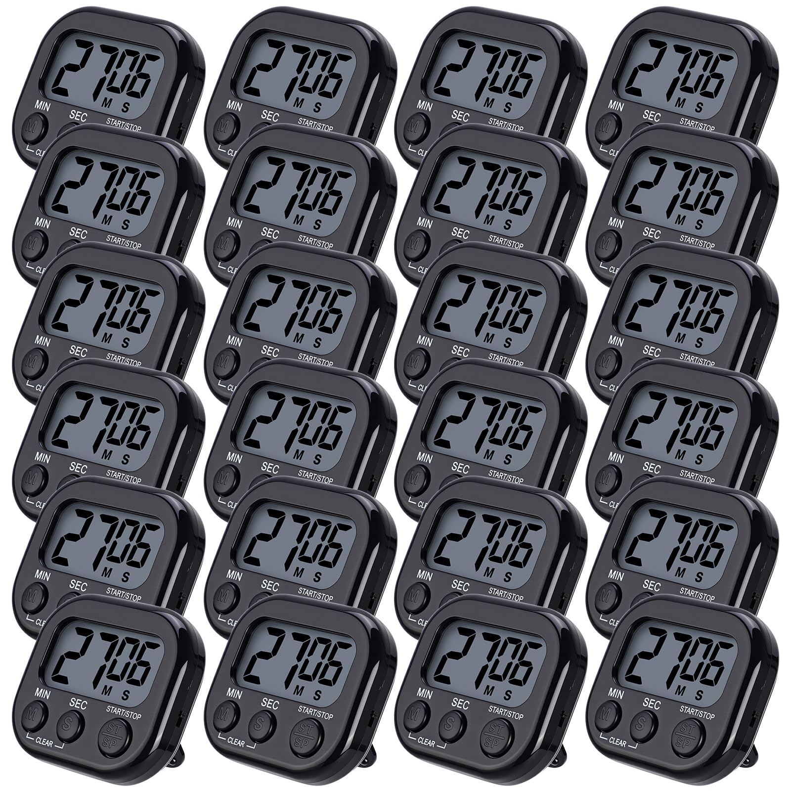 Leumoi 24 temporizadores digitales de cocina magnéticos, pantalla grande, interruptor de encendido/apagado, cuenta regresiva de minutos y segundos, configuración de memoria para cocinar ejercicio en