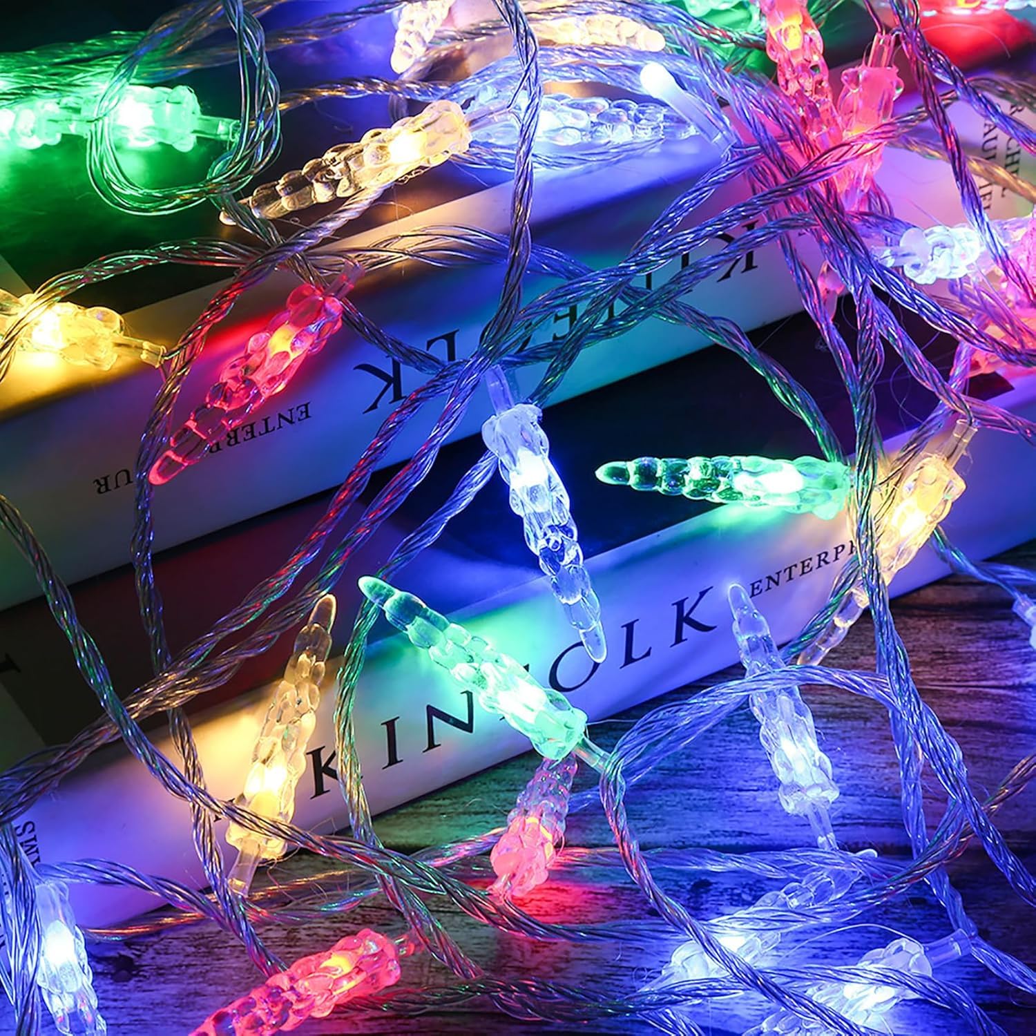 Łańcuch świetlny USB, 10 m, 80 diod LED, USB, plastikowe sople sopli, kurtyna oświetleniowa do ogrodu, trawnika, na ślub, wakacje, do dekoracji wnętrz
