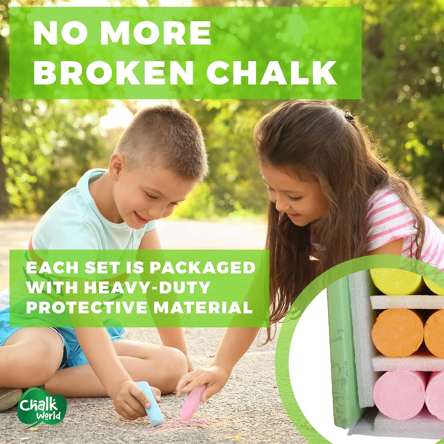 Chalk World Jumbo Sidewalk Chalk Sets For Kids, 156 Pieces, 18 Colors of Bright & Vibrant Jumbo Chalk, Washable, Non-Toxic Outdoor Chalk, Sidewalk Chalk Bulk, Driveway Chalk That Doesn't Roll : Toys & Games