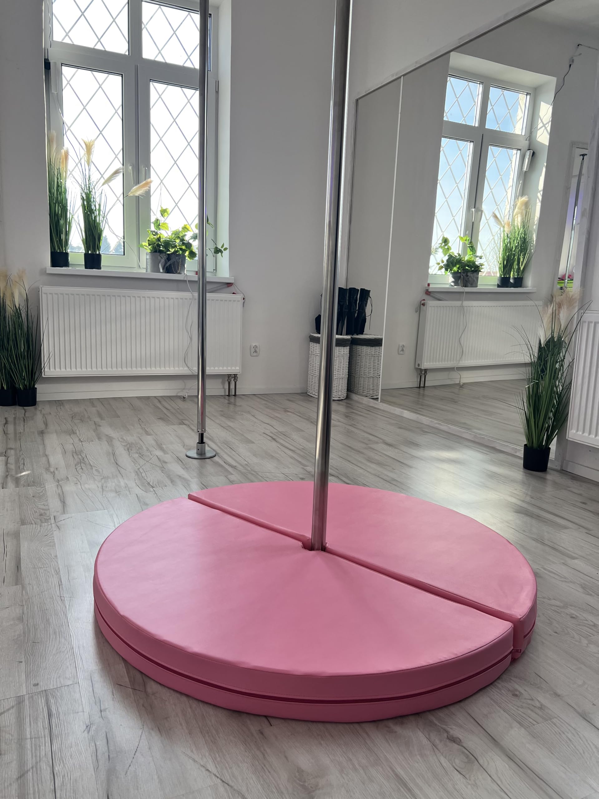 Pole Dance - Tappetino rotondo – 120 cm di diametro – tappetino antiscivolo con apertura per asta pole dance – tappetino protettivo circolare – accessorio per ginnastica