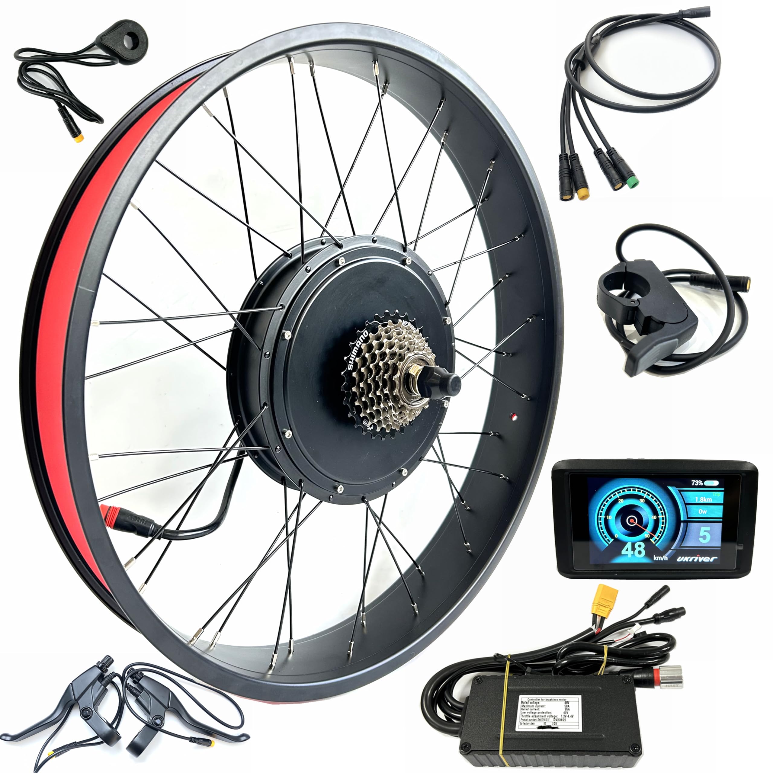 48V2000W Fat Hub Motor Kit for Electric Bicycle Fat Bike 26x4.0 inch Rear Drive with TFT Color Display Snow E-Bike Conversion Kit Waterproof Engine