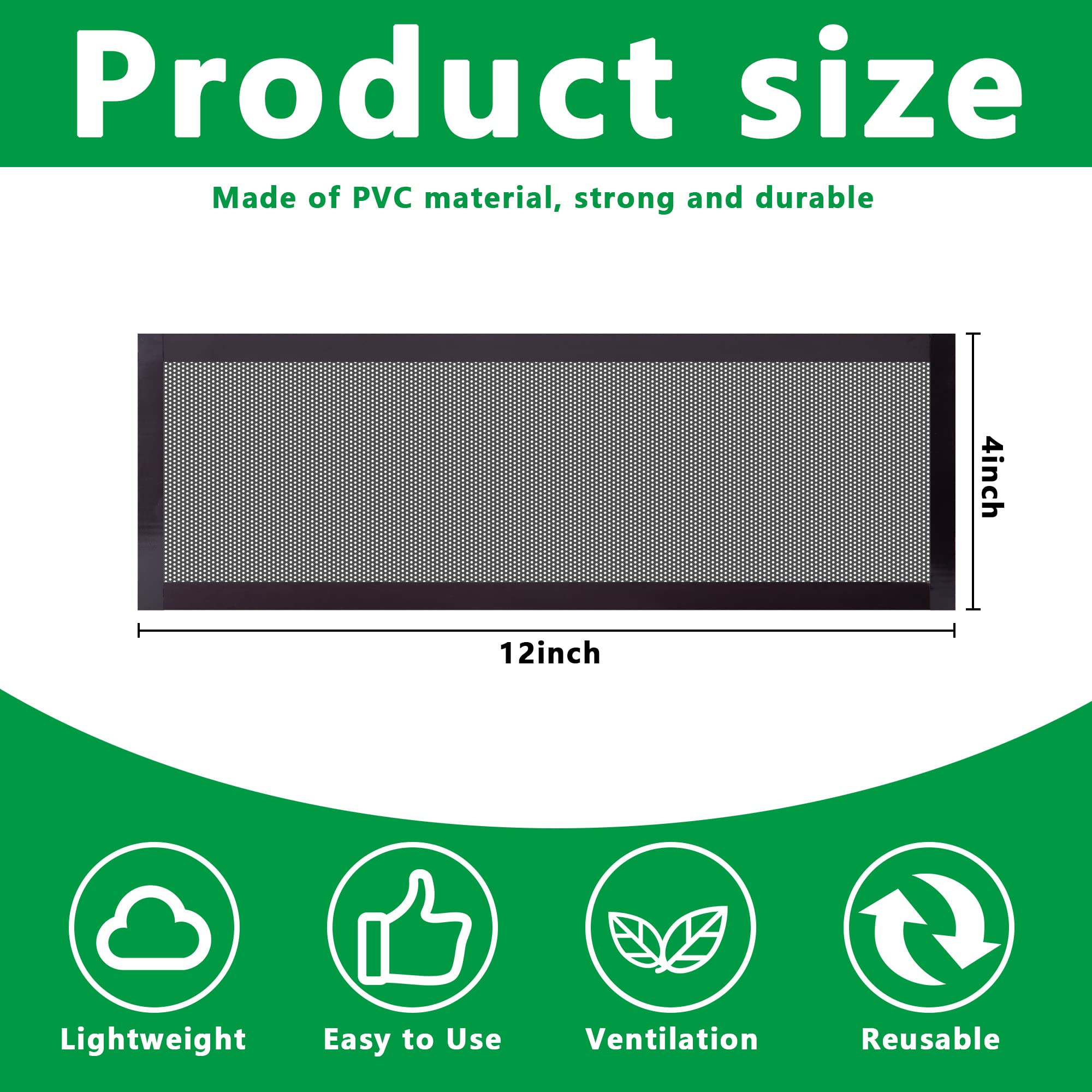 Magnetische Lüftungsgitter-Abdeckung – Schwarz, 10,2x30,5 Cm – PVC-Netz Fängt Schmutz & Haare