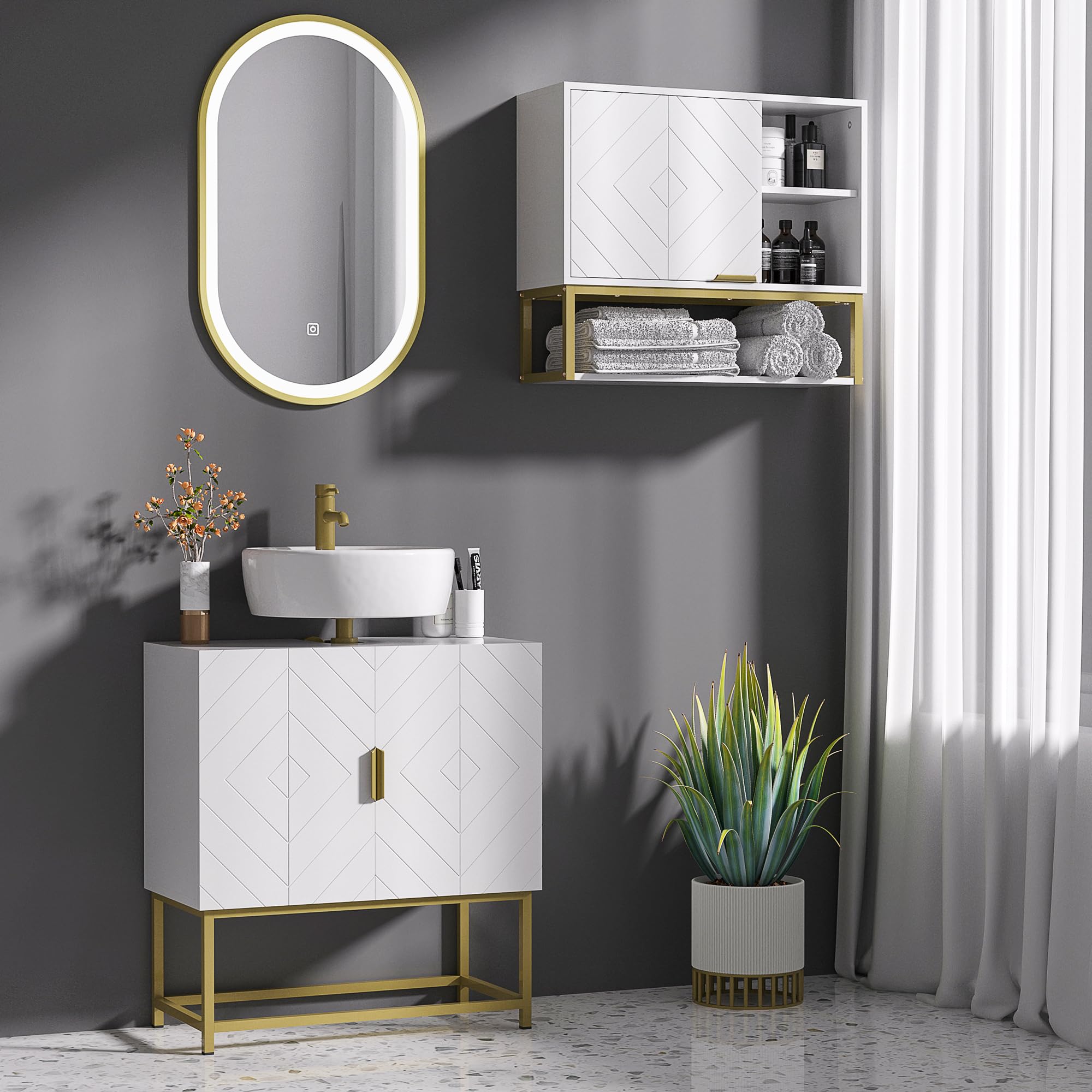 kleankin Meuble Salle de Bain sous Lavabo 60L x 30l x 65H cm Blanc