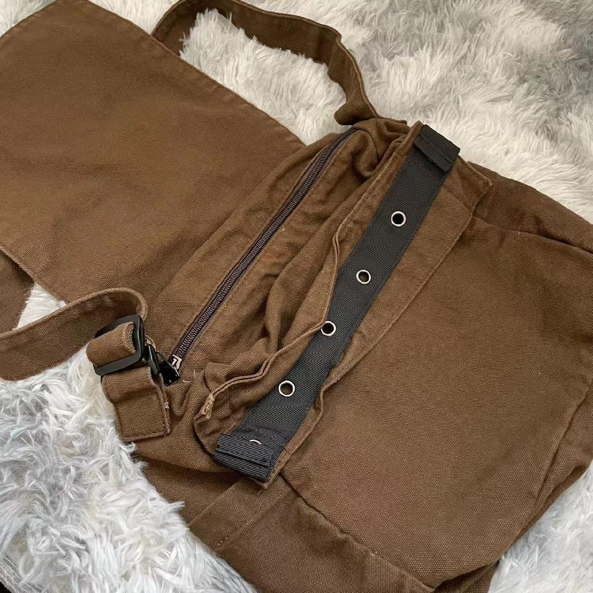 Bandolera de lona para mujer, estilo vintage, con parche de estrella, estilo grunge, bolsa de hombro