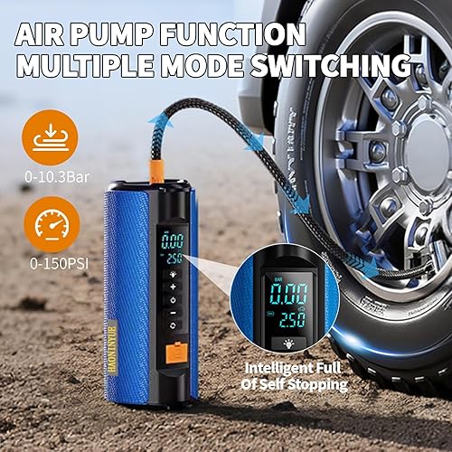 Miniatura 3 de Arrancador de emergencia con compresor de aire, arrancador de batería de coche de 2500A, kit de cables de puente reforzador de coche de 12V,