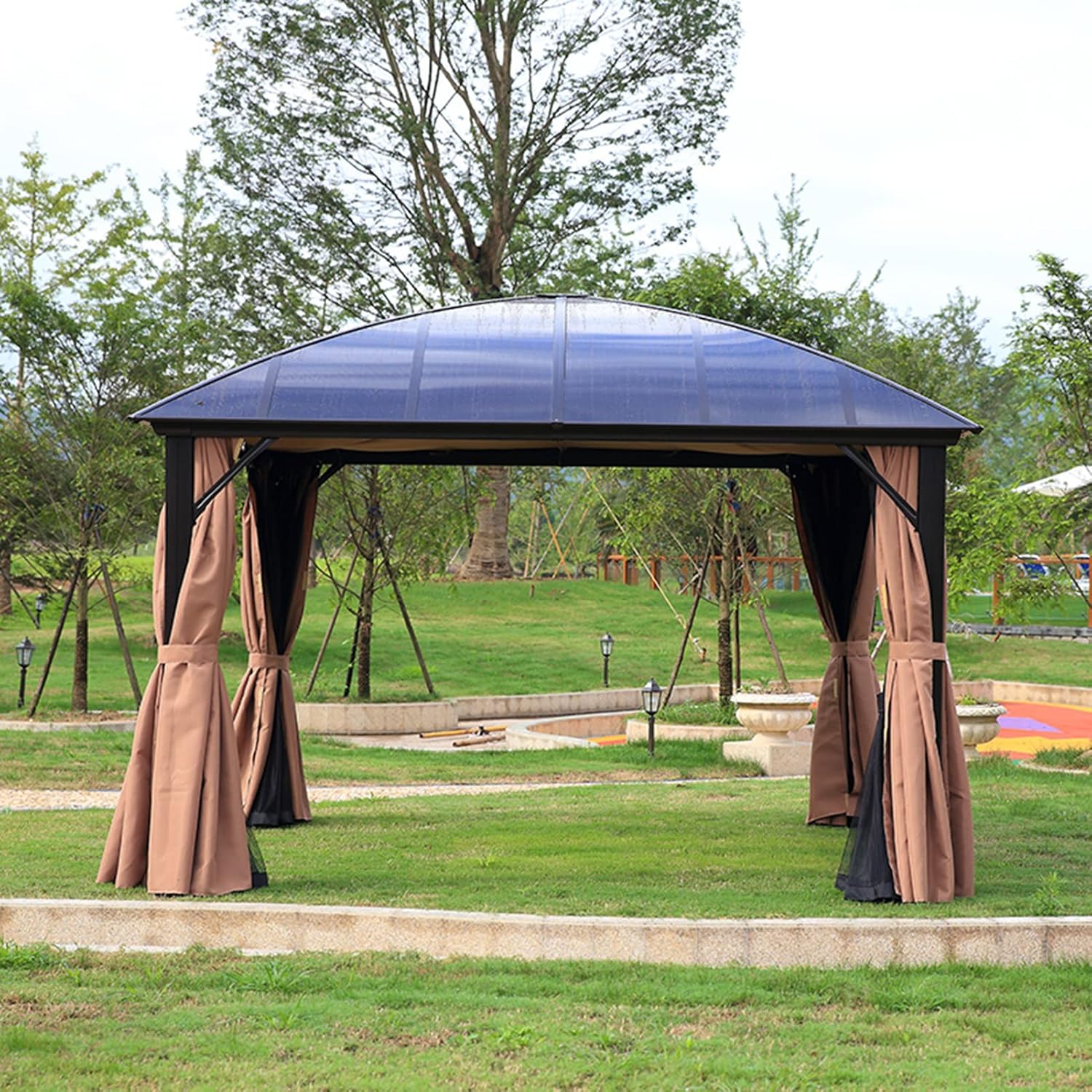 MARURY Outdoor Pavilion, Outdoor Courtyard Tent Sunshade, Warm Rural Canopy Pavilion, Garden Quadrangle Pavilion for Carport Backyard,Patio (3.6m)