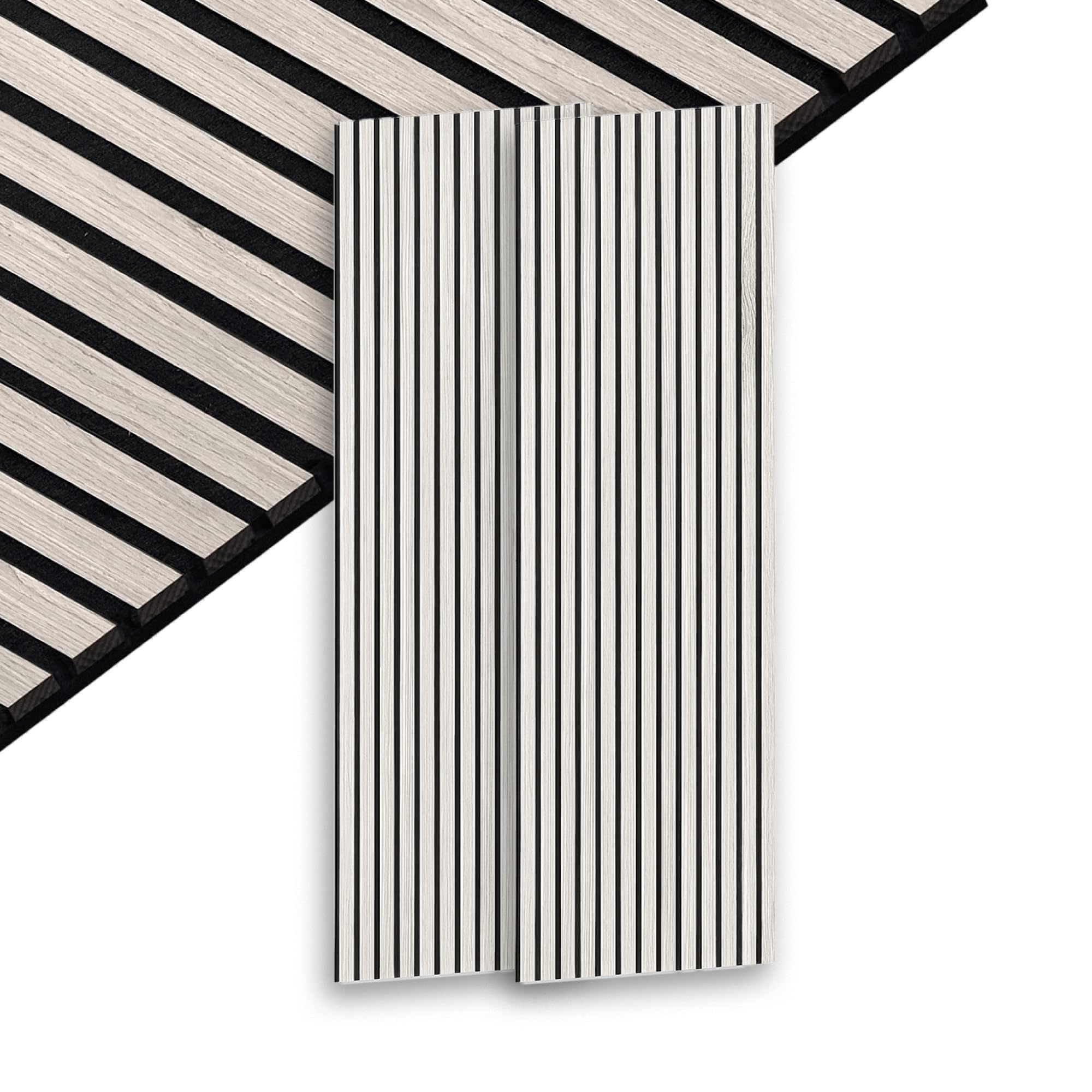 Brigros - Set 2 Pannelli Fonoassorbenti Decorativi In Legno 270x60 Cm Con Doghe In DuroPolimero E Feltro, Pannelli Acustici Insonorizzanti Per Pareti Con Design Moderno (Beige Husk)