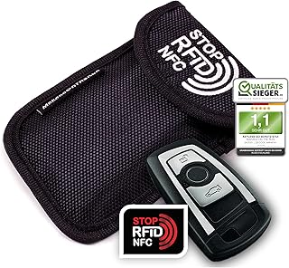 MakakaOnTheRun Autoschlüssel Hülle - Keyless Go Schutz Autoschlüssel Hülle mit 2 RFID Schutz Fächern. Autoschlüssel Schutz...