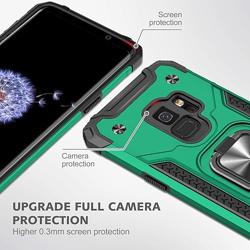 Miniatura 3 de YmhxcY Funda para Galaxy S9, funda para Samsung S9 con protector de pantalla curvado 3D, funda de grado armadura con soporte giratorio,