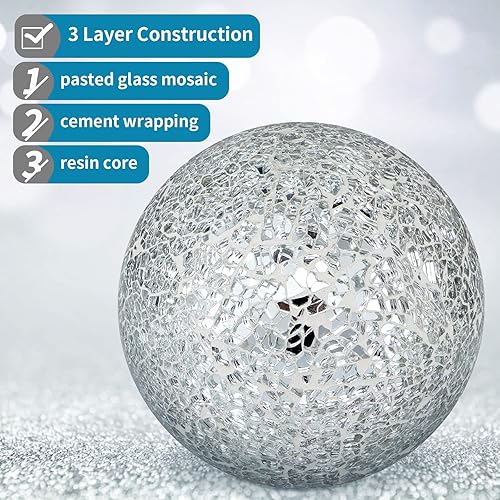 Miniatura 32 de MDLUU Orbes decorativos de 4 pulgadas, bolas de esfera de mosaico, bolas de centro de mesa para cuencos, jarrones, decoración de mesa de comedor
