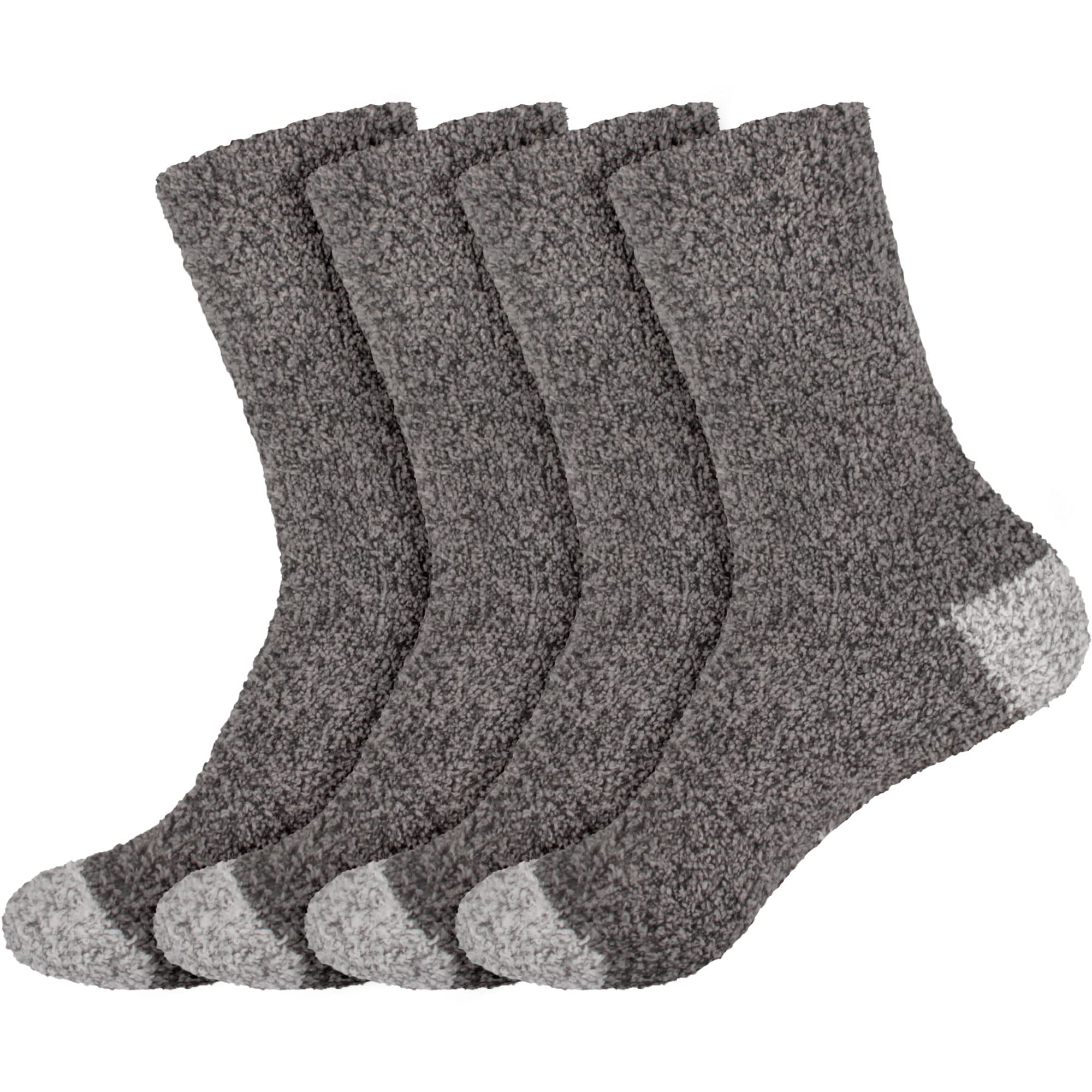 BambooMN Women's Soft Fuzzy Warm Cozy Striped Solid Socks - 4 Pair Value Packs