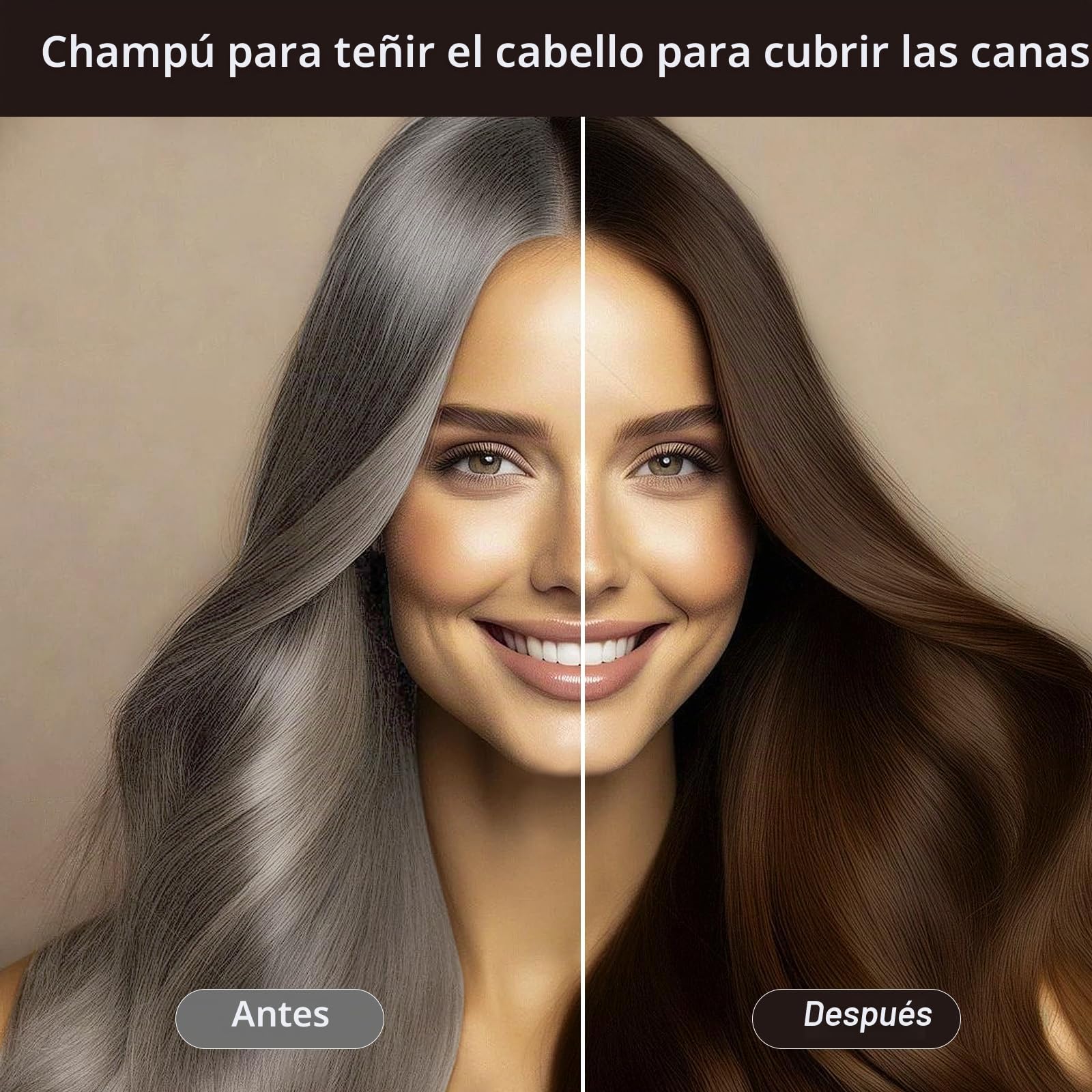Hair Dye Shampoo 3 en 1 Cubre Canas, Brown Hair Dye Shampoo 3 en 1,Hair Color, Champú de Color Para el Cabello Instantáneo,Cobertura De Canas En Minutos para Hombres y Mujeres (Marrón)