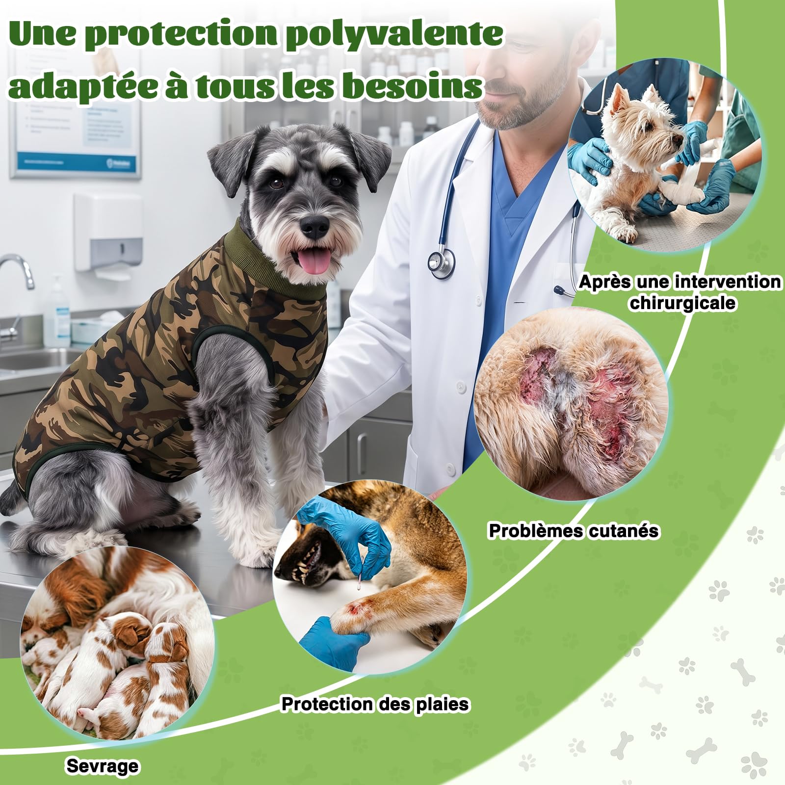 FEimaX Combinaison de Récupération pour Chien Après la Chirurgie, Body Chien Post Operatoire Femelle Male Gilet Combinaison de Convalescence Chirurgicale pour Chiens de Moyenne et Grande Taille