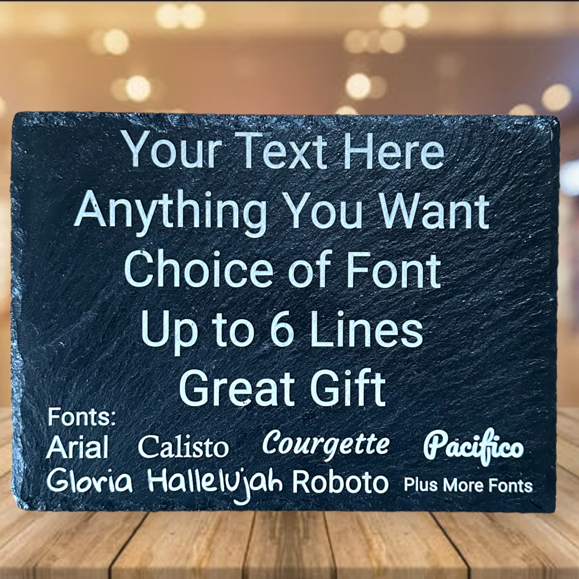 Cgm Clips Uk Grey Personalised Engraved Slate Placemat- Any Engraving - Hand Finished In Uk