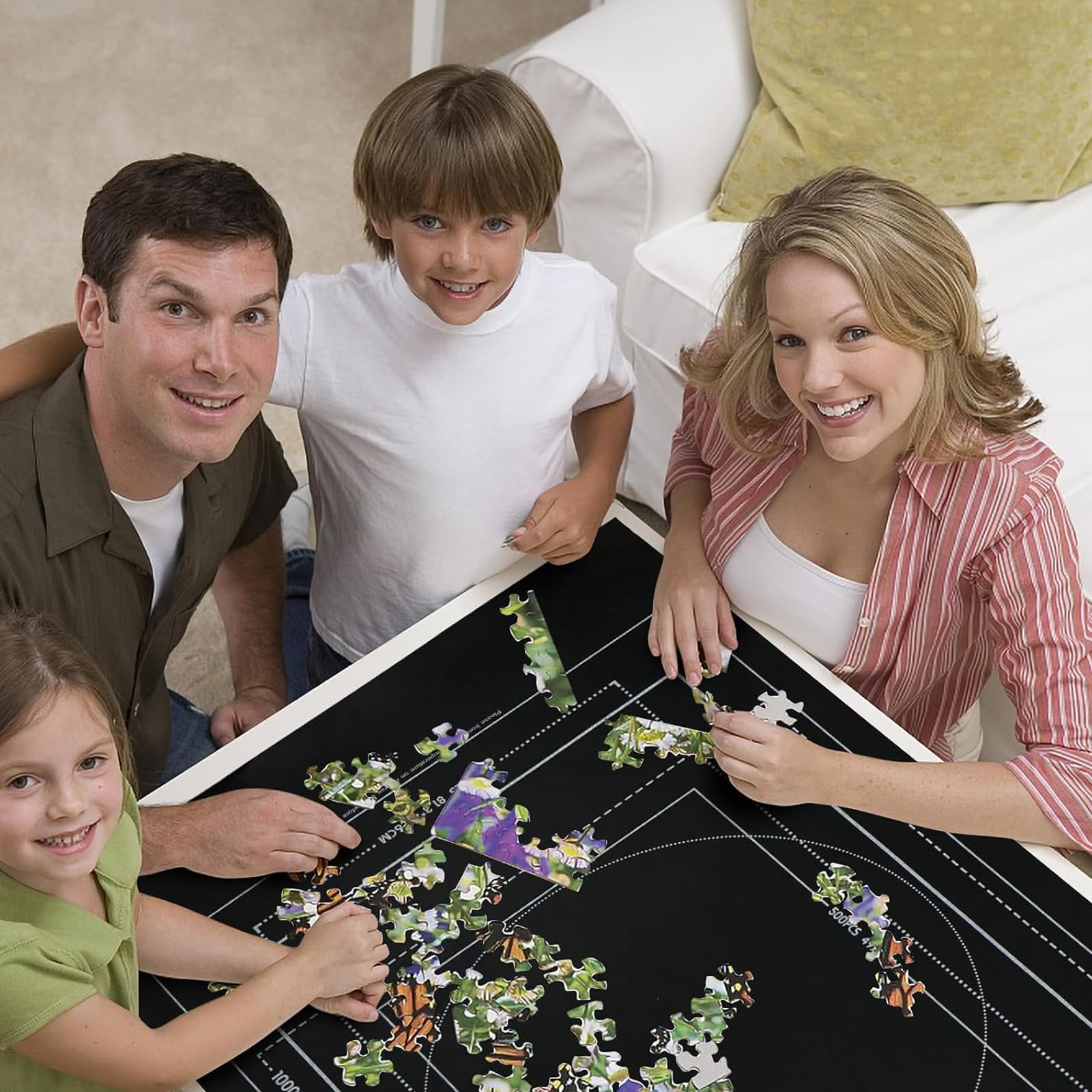 Tapete Puzzle, Fieltro Tapete Puzzle para 1500 Piezas, Plegable Alfombra Puzzles con Bomba Inflable, Estera de Rompecabezas Portátil, Antideslizante Puzzles para Almacenar Rompecabezas