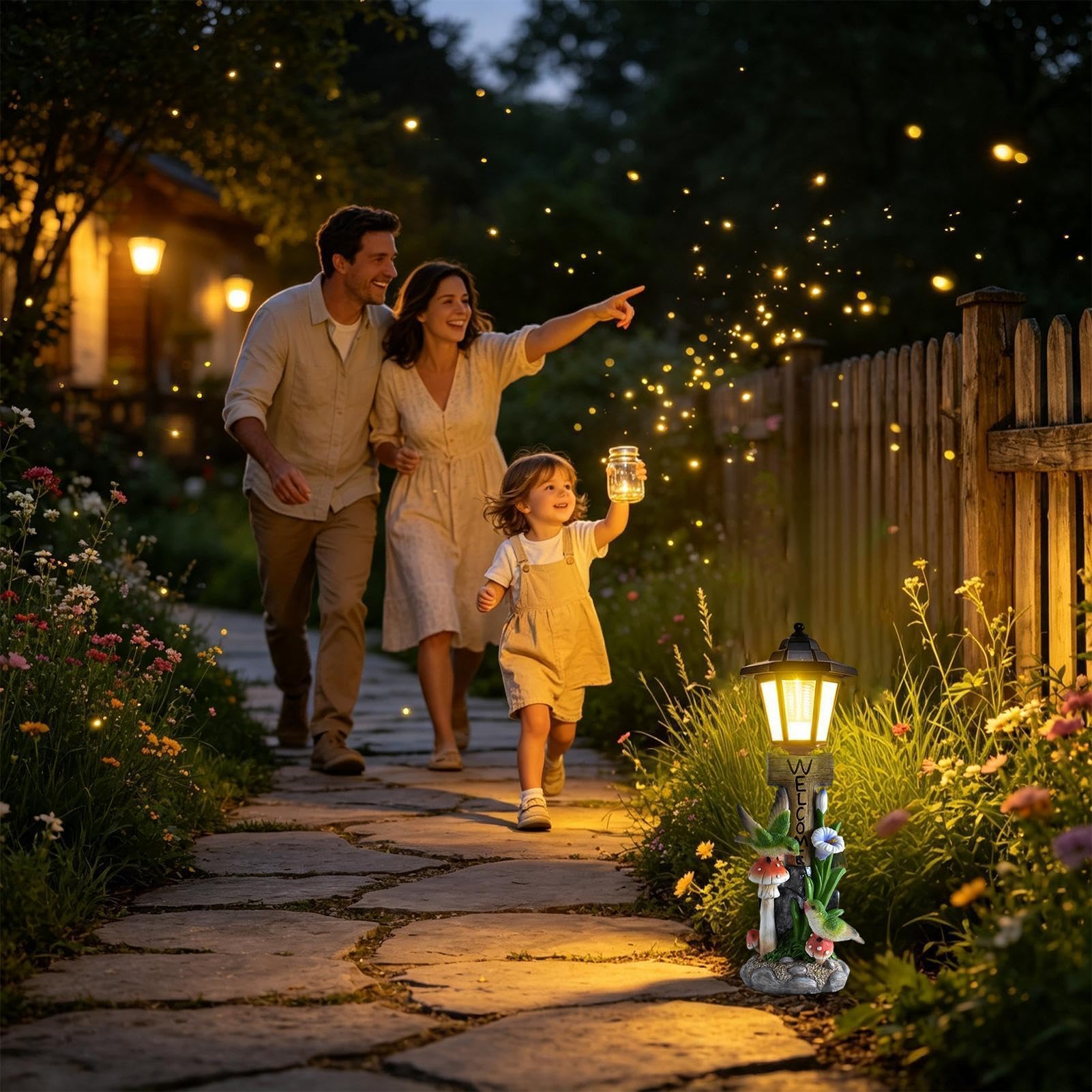 Genérico Estatua De Jardín con Luz Solar Escultura Decorativa En Resina con | Figuras Decorativas de Césped Para Balcón, Porche, Patio, Jardín, Pasillo, Patio Trasero,