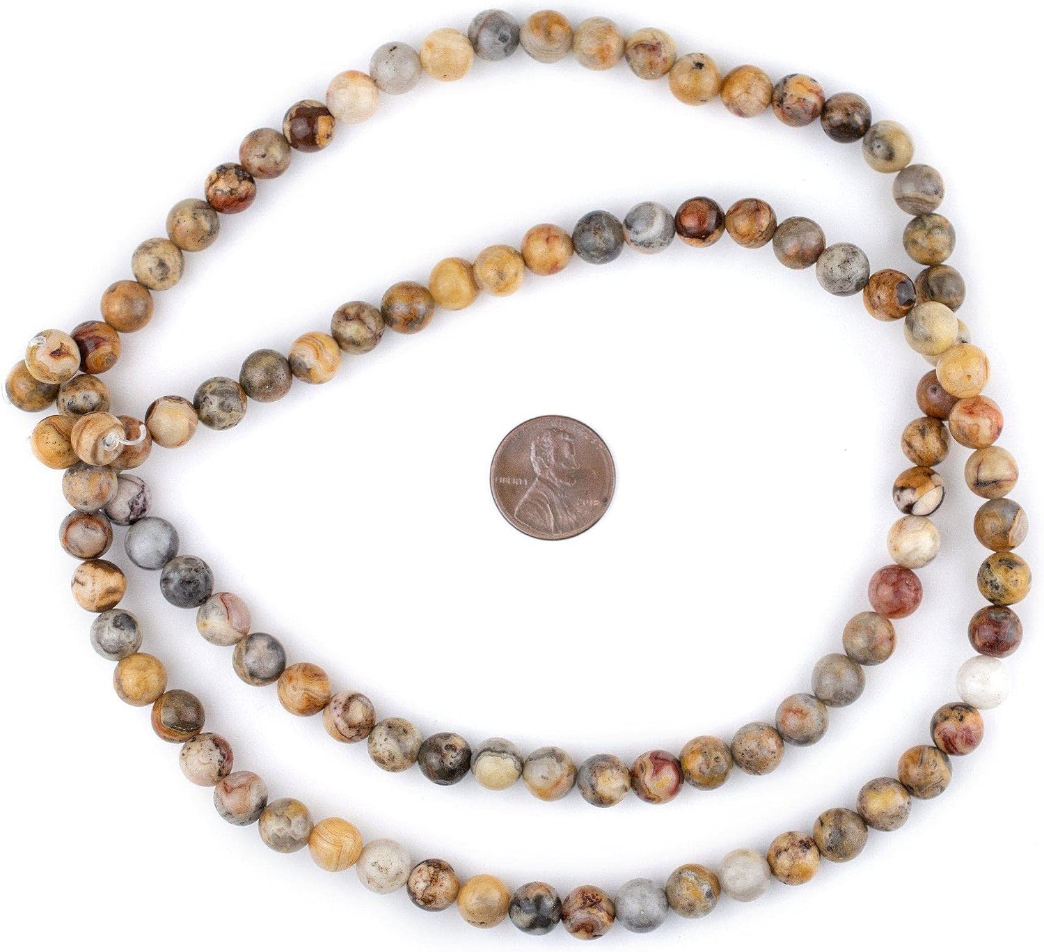 The Bead Chest Round Crazy Lace Agate Beads (8mm): Organic Gemstone Round Spherical Energy Stone Healing Power Crystal for Jewelry Bracelet Mala Necklace Making image 2