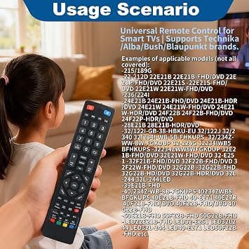 Replacement for Technika/Blaupunkt TV Remote Control, No Setup Required