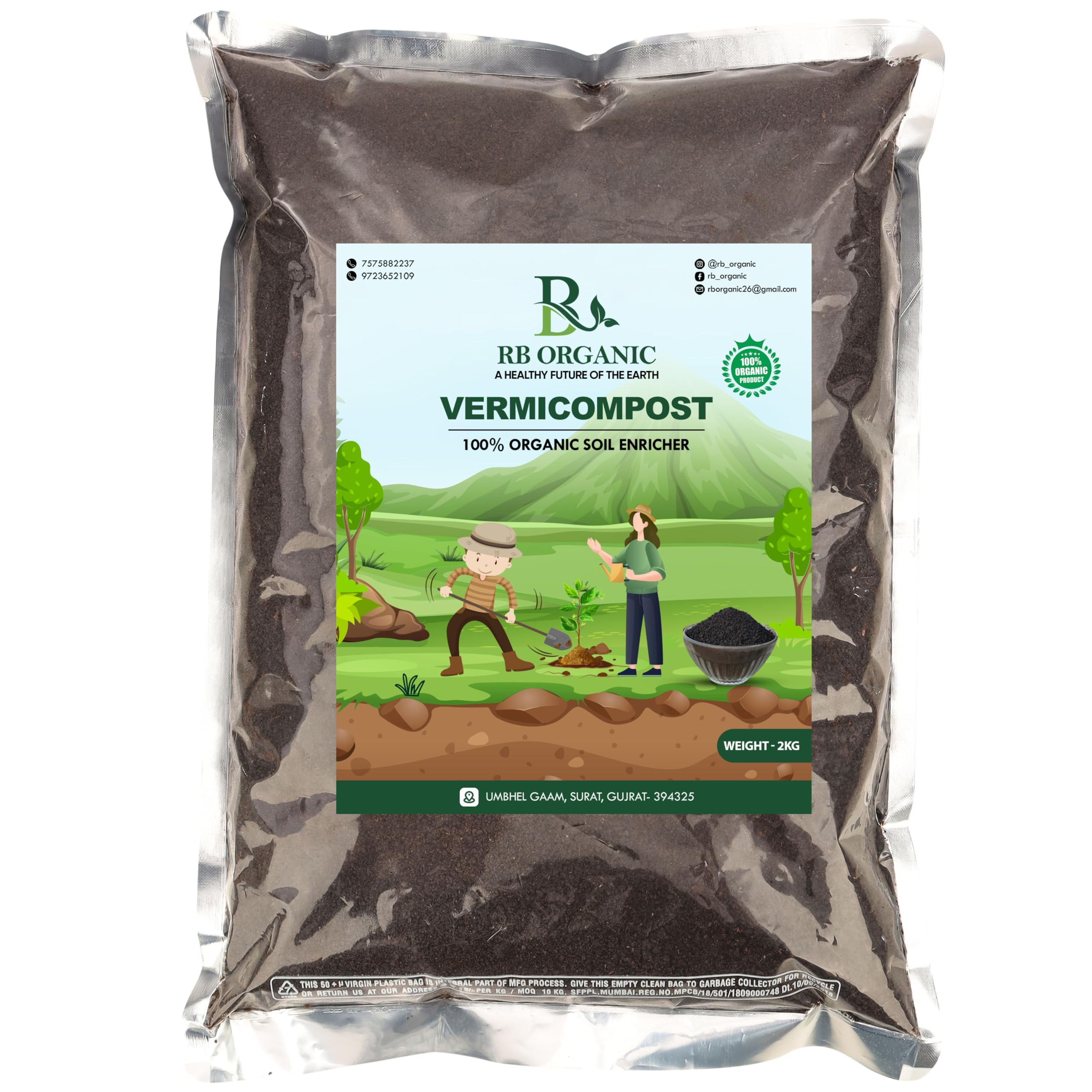 RB Organic Vermicompost fertilizer for Plants | 2 KG | Best organic soil enricher | Organic Manure (B0DF33Q1CC) Amazon Price History, Amazon Price Tracker