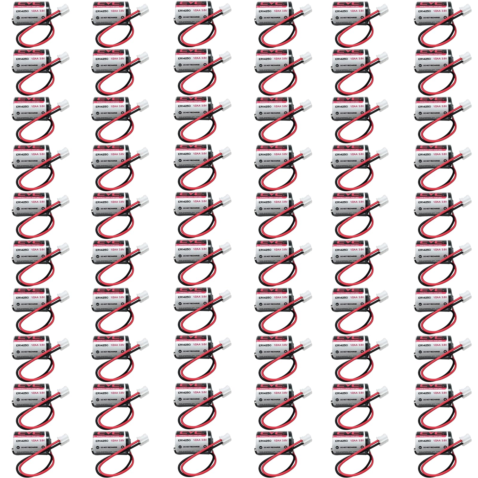 60-Pack EVE ER14250 1200mAh 3 6V with White Plug Non-Rechargeable Lithium Battery Compatible with EVE ER14250 1 2