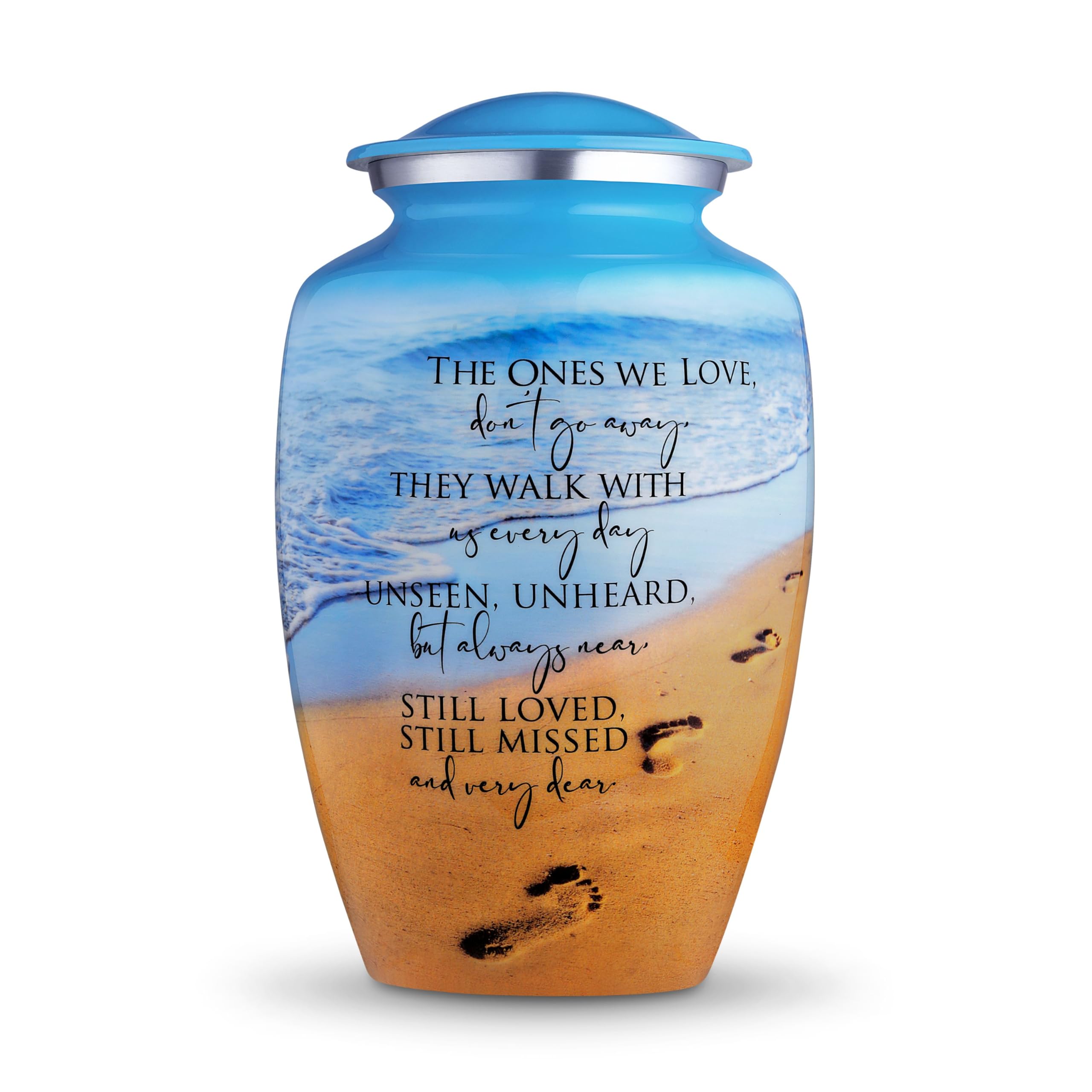 Photo 1 of Cogent Memorials - Cremation Urn for Human Ashes for Women & Men - Decorative Funeral Urn for Ashes Printed Memorial Urns for Male & Female - Honor Your Loved One with Burial Urns Ocean Blue, Large