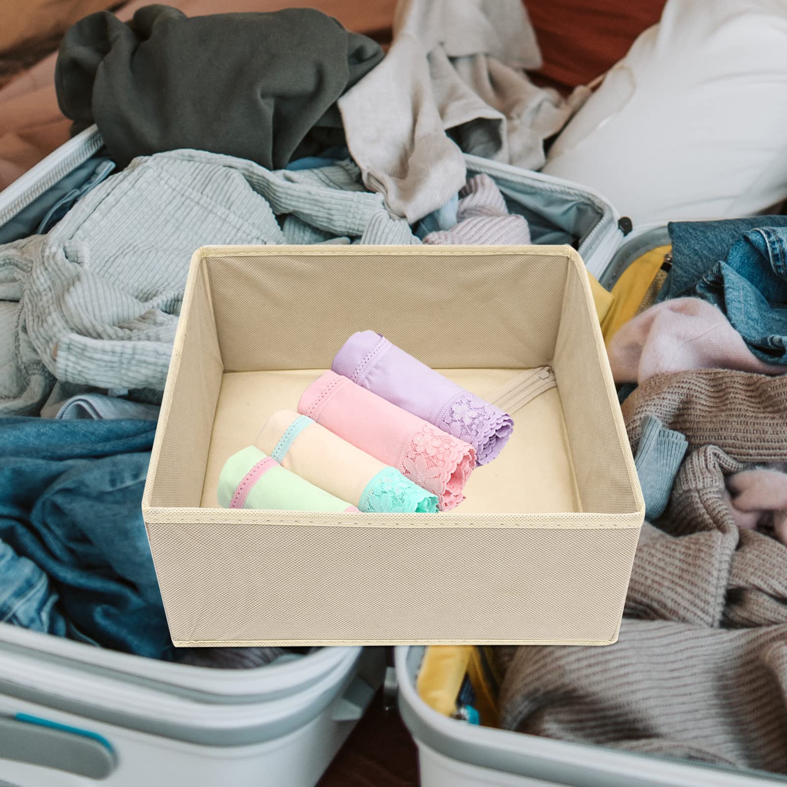 GLEAVI 3 Pezzi Scatola Organizzatrice per Biancheria Intima da Pieghevoli Non per Cravatte e Accessori Contenitore per Armadi