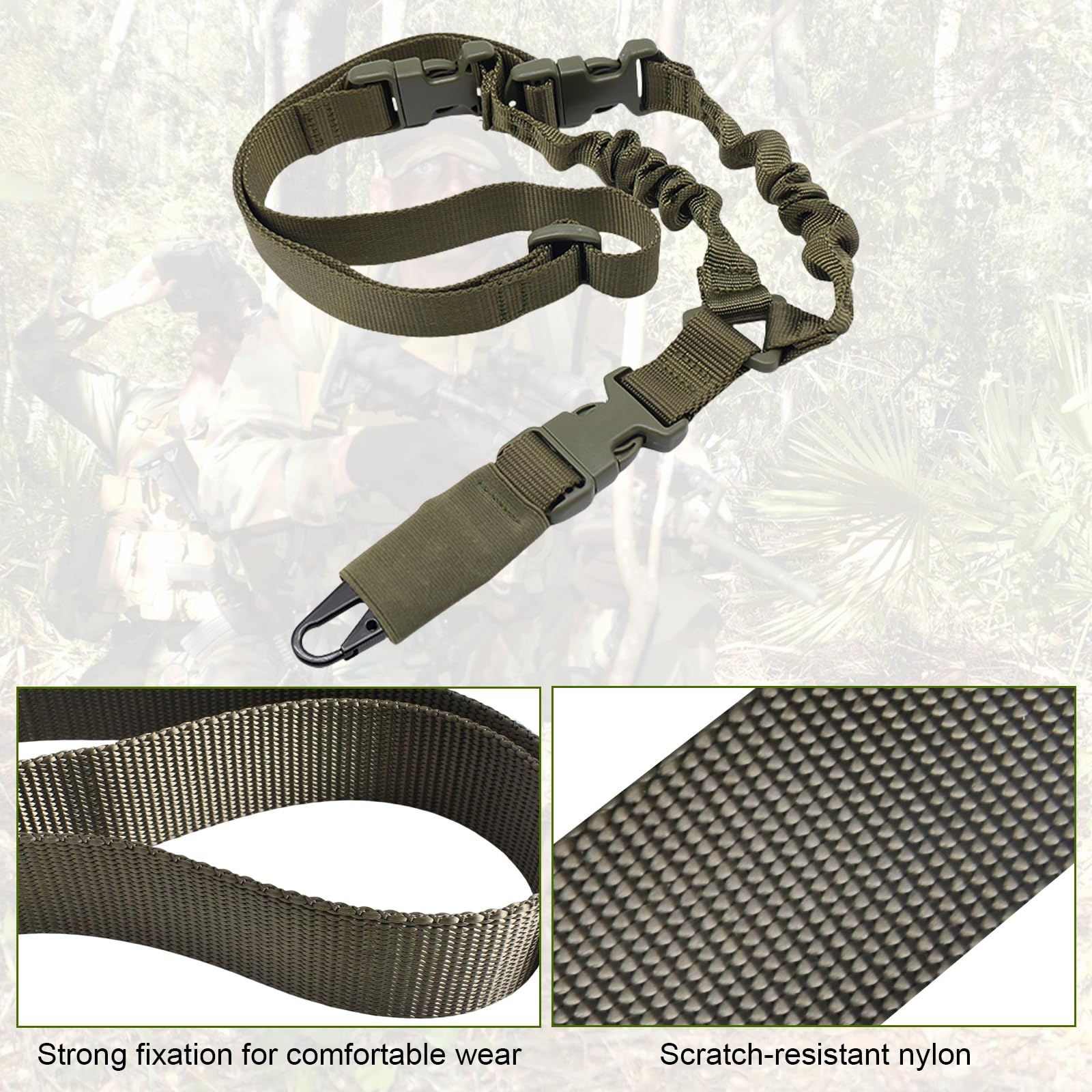 Cinghie Per Fucile Tattico, Airsoft Sling, Cinghia Per Fucile Caccia, Tactical Single Point Sling Regolazione Rapida Della Lunghezza Della Cinghia In Nylon, Con Gancio In Metallo, Per Sport All'aperto