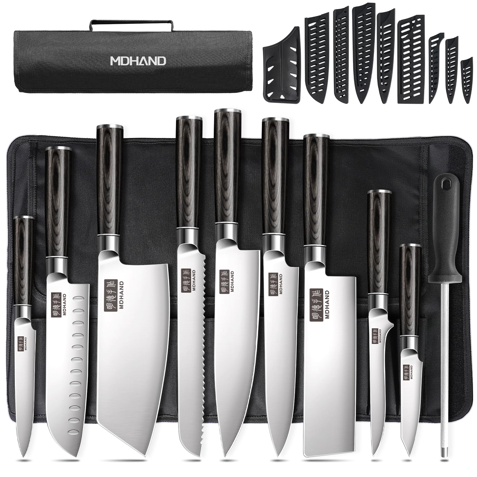 MDHAND 10-Piece Knife Set Pakkawood