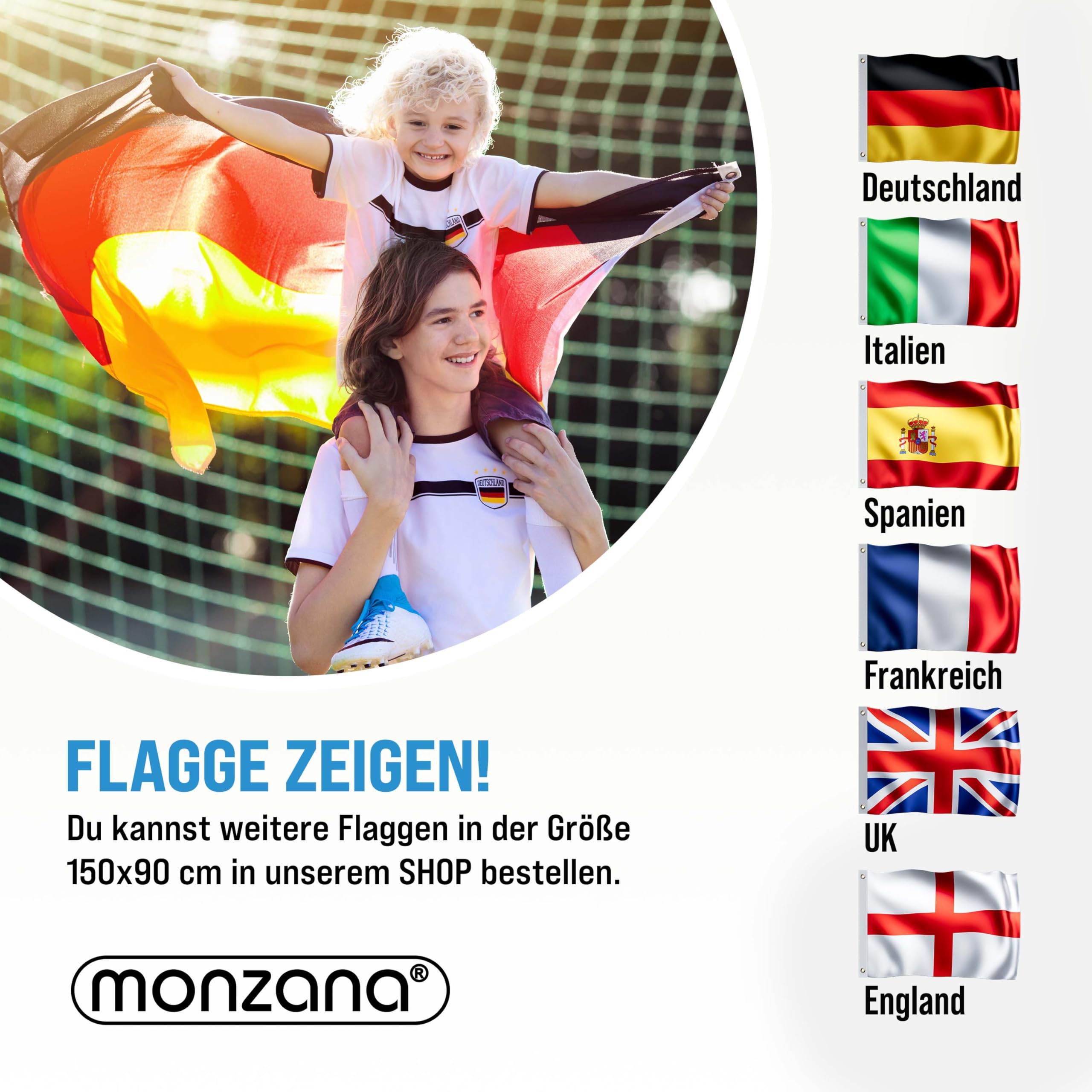 MONZANA® Fahnenmast 6,5m Seilzug Bodenhülse inkl. Deutschland Flagge Deutschlandfahne Fahne höhenverstellbar Flaggenmast Aluminium Teleskop Fahnenstange