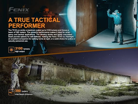 Fenix TK16 V2.0 3100 Lumen USB-C Rechargeable Tactical Flashlight