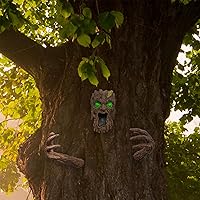 Vista 9 de Decoración de patio de monstruo de corteza de árbol, cara de corteza, decoración para jardín y Halloween