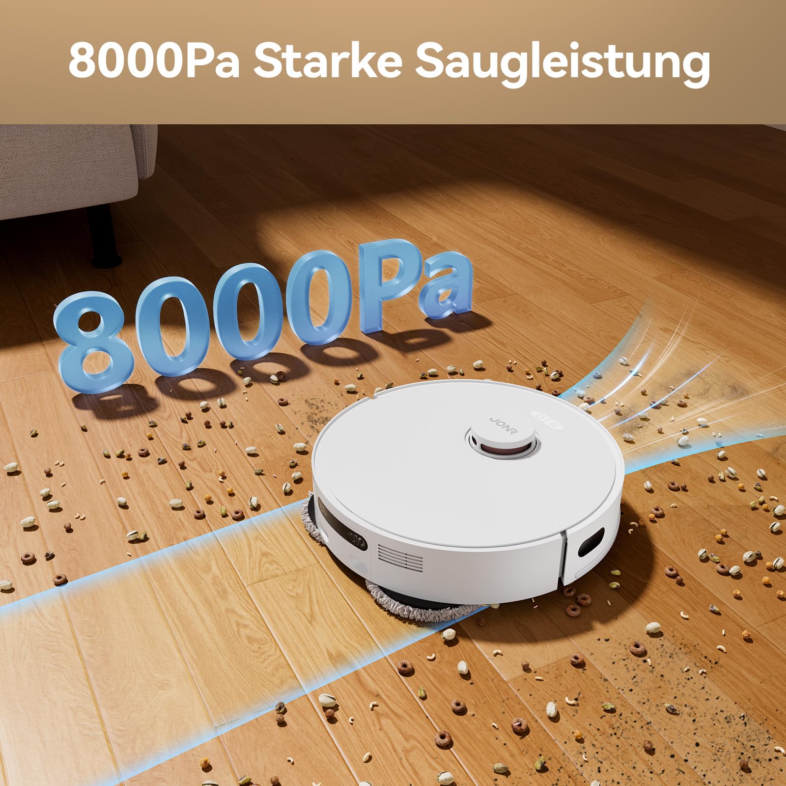 JONR T5 Pro 8150 Pa Robot Vacuum Cleaner - automatyczny odkurzacz, bezprzewodowy robot odkurzający, robot odkurzający sierść dla zwierząt z mope, suszenie na gorącym powietrzu, szczotka zapobiegająca