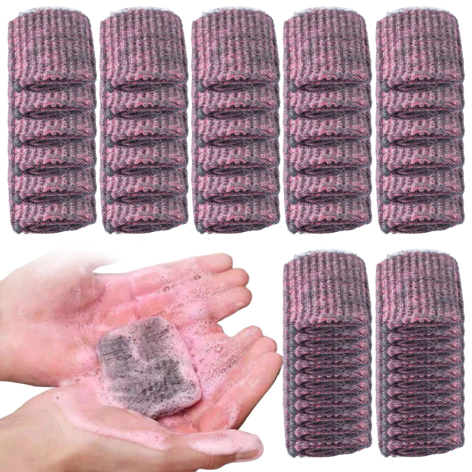 Steel Wool Soap Pads 50PCS Pre-Soaped Steel Wool Scrubber Non Scratch Metal Scouring Pads for Effectively Cleaning Pots Pans Ovens