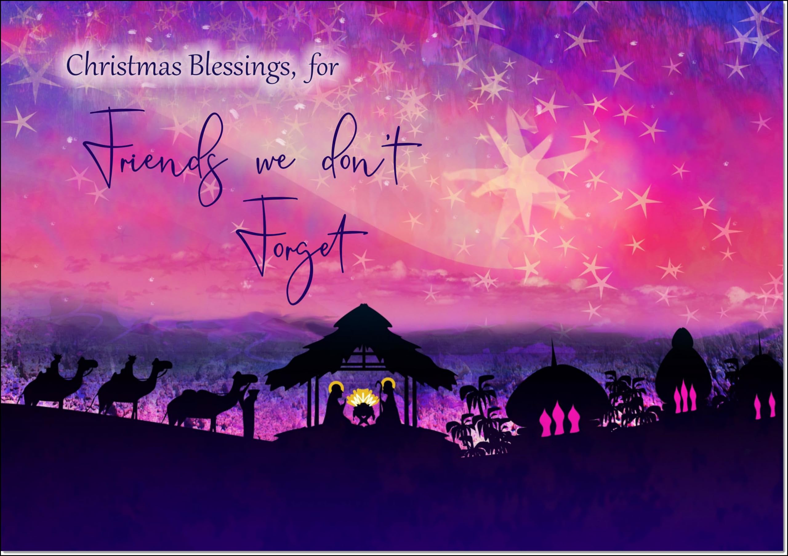 doodlecards Friends We Don't Forget Christmas Card Nativity Scene Evening Watercolour Large A4 Size Christmas Card for Friends We Don't Forget with Plain Envelope — image 1