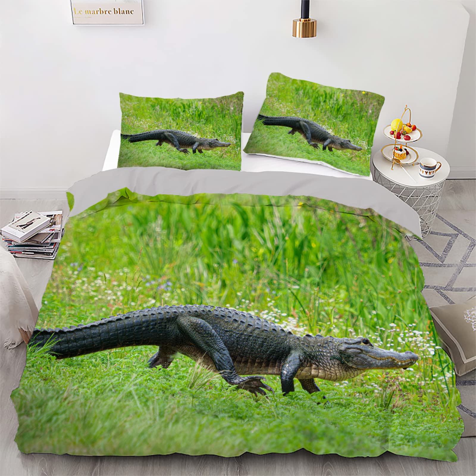 Parure de lit 90x190 crocodile fermeture éclair entretien facile