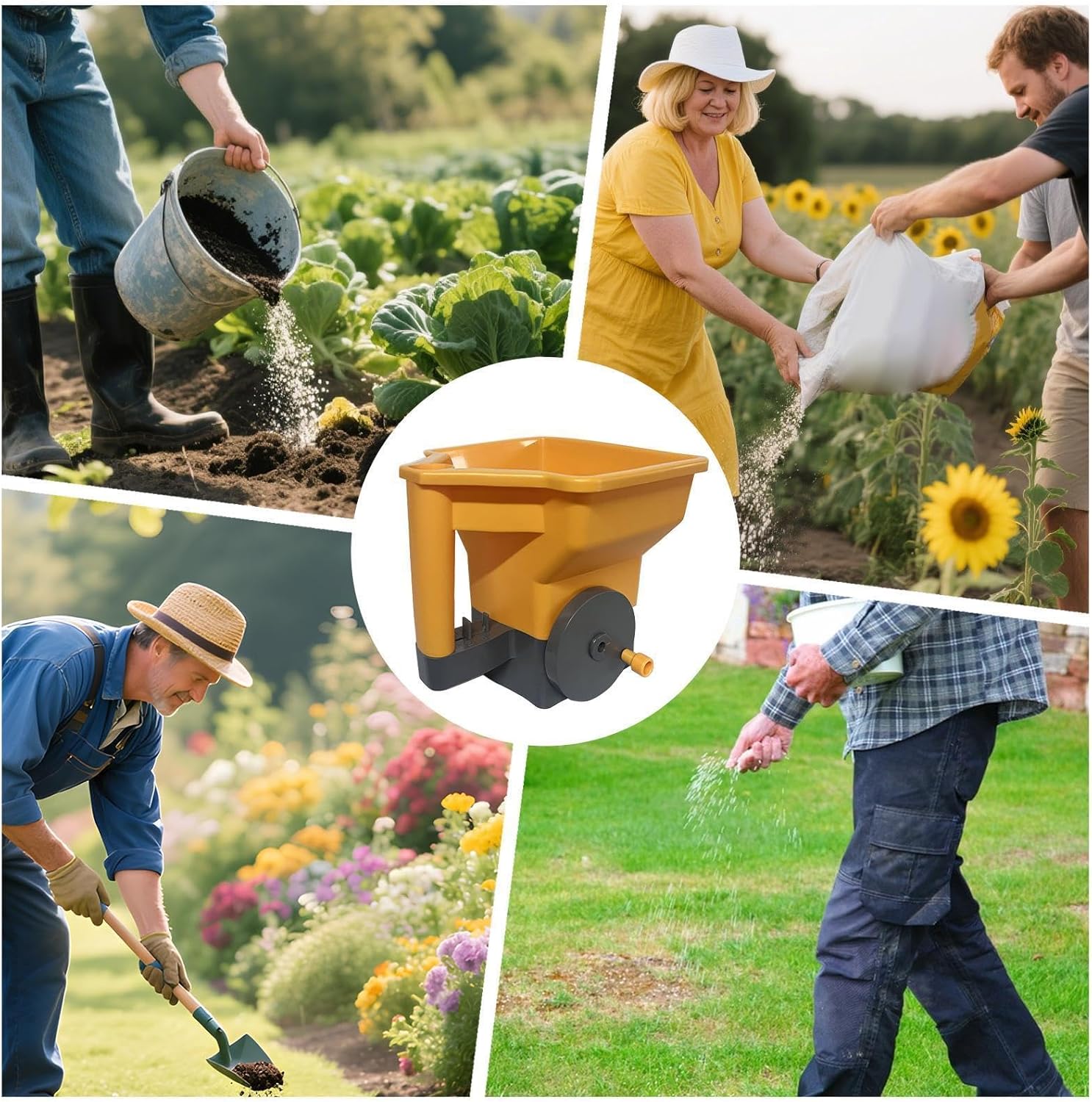 Spreaders for Lawns | Handheld Hand-cranked Adjustable Small Tool - Lawns Broadcast Spreaders - for Garden Yard Winter Driveway ATV Agriculture Farm Commercial Residential