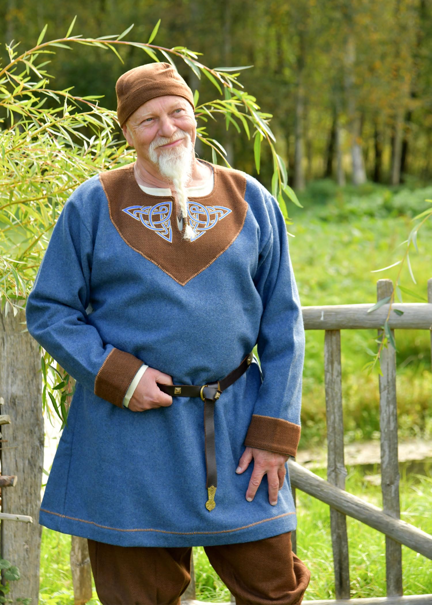 Battle-Merchant Wikinger Tunika Esben aus Wolle, Herren | Mittelalter Hemd, mit Stickerei, Langarm, für Reenactment, LARP & Fantasy Cosplay