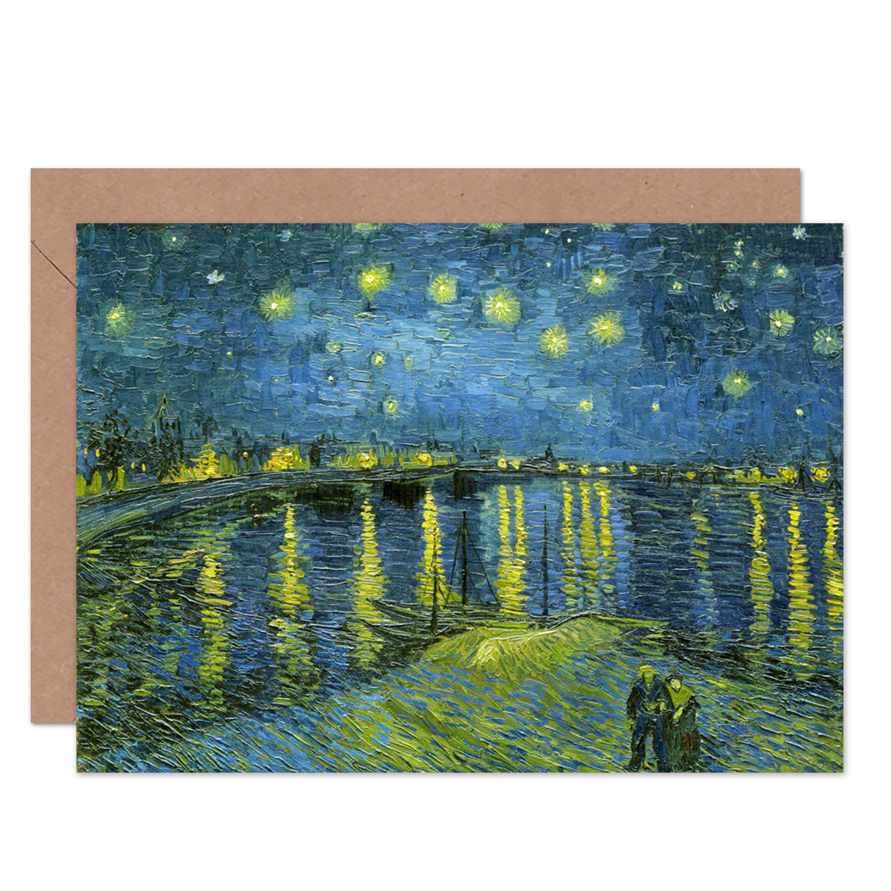 Artery8 Vincent Van Gogh Starry Night Over Rhone Fine Art Greeting Card Plus Envelope Blank Inside