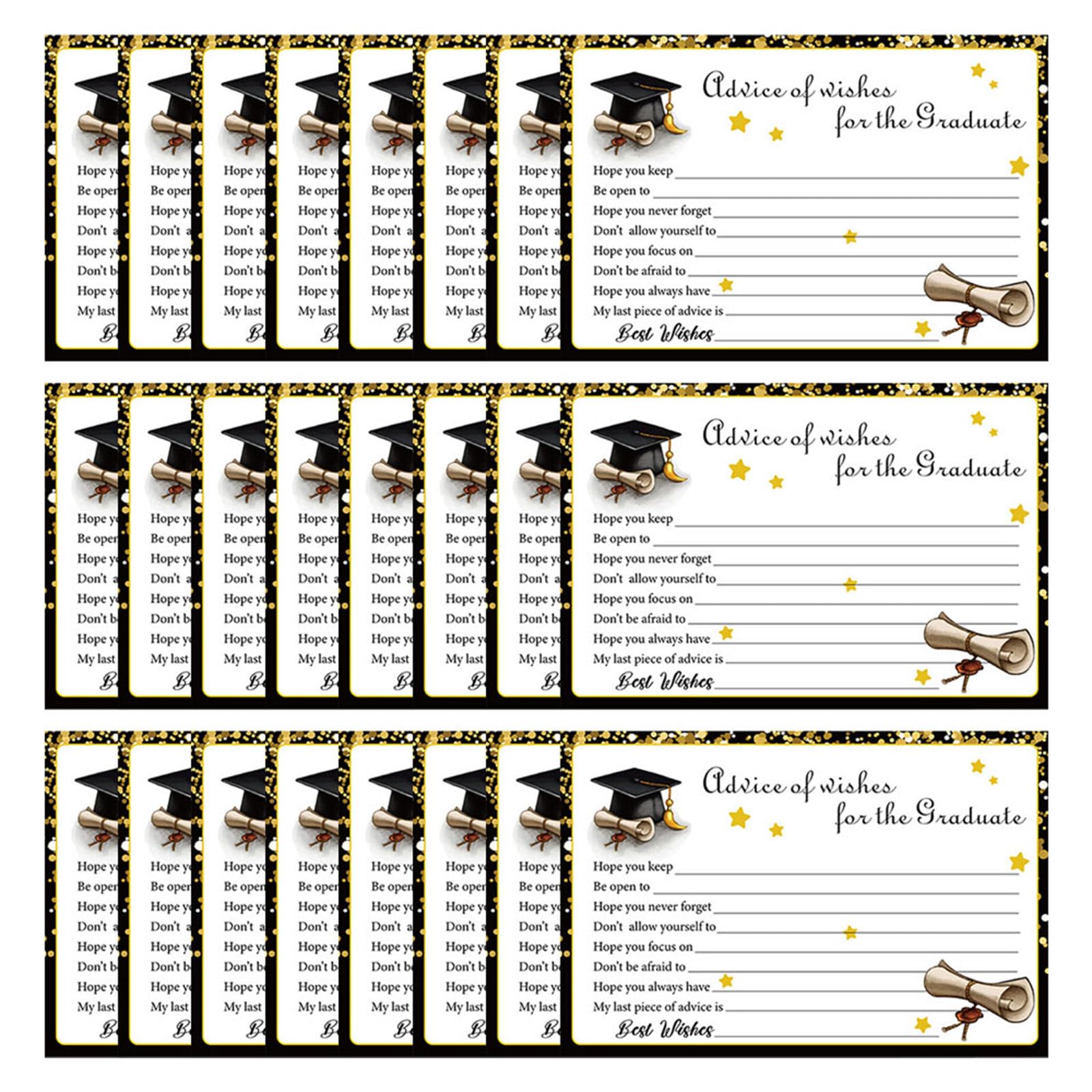 Tsophreniq 24Pcs Graduation Advice Cards Graduate Wishes Card 6x4Inch Graduation Greeting Congrats Grads Decoration Paper Greeting Cards