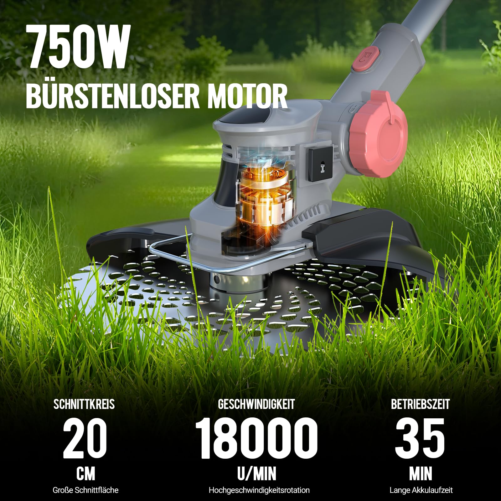 Desbrozadora con batería y cargador, 21 V, desbrozadora para batería Makita, incluye 2 baterías de 4,0 Ah, desbrozadora con cepillo para malas hierbas, cabezal giratorio 90°, para jardín (gris)