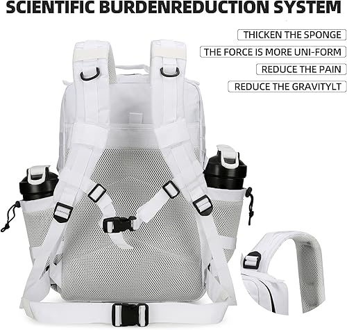 Miniatura 2 de Mochila táctica de asalto de 45L 3 días con mochila impermeable Molle para mochilas tácticas (blanco)