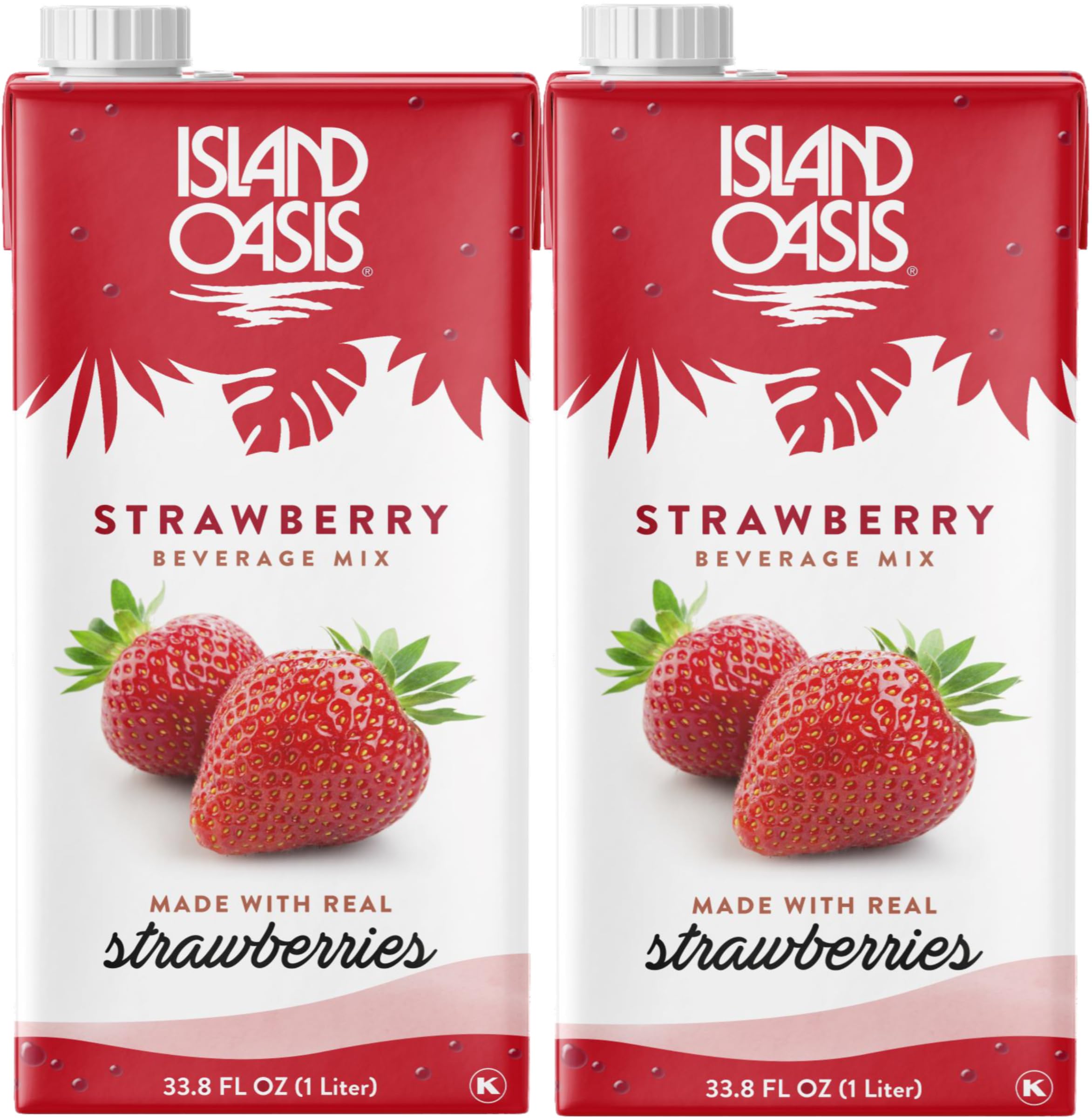 Island Oasis Strawberry Fruit Puree, 33.8 fl oz (1 Liter) Pack of 2