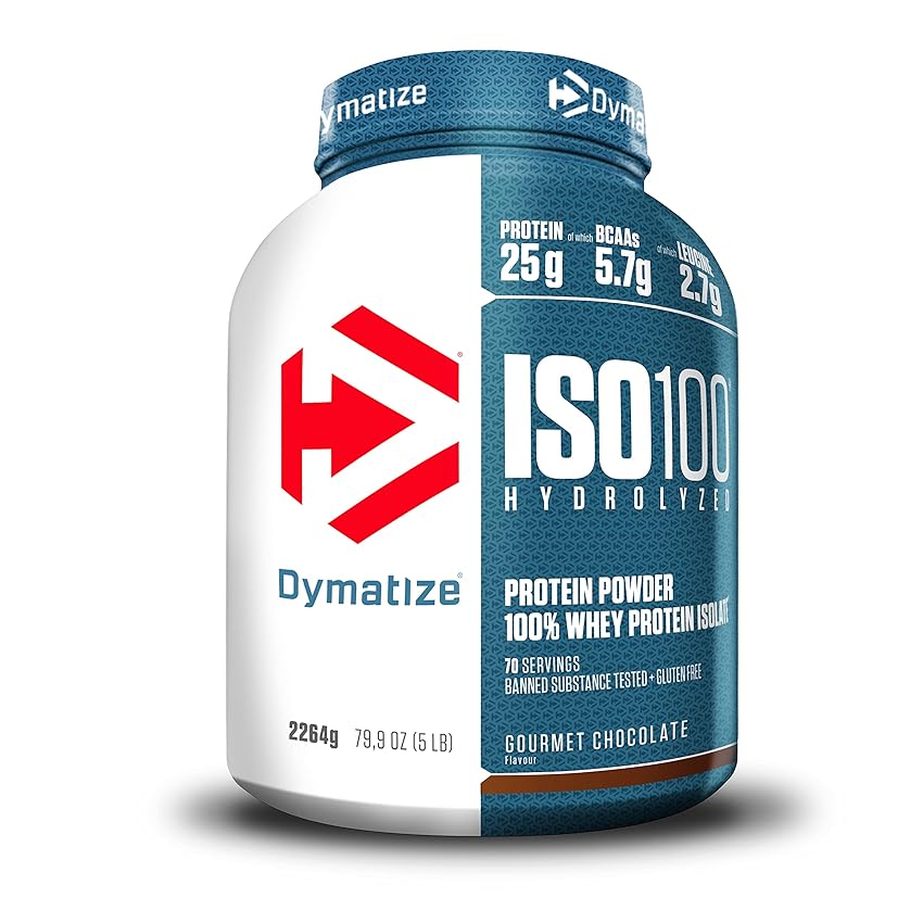 Dymatize ISO 100 Hydrolyzed Gourmet Chocolate 2264g - Proteine del siero di latte idrolizzate e isolate in polvere, 70 Portioni