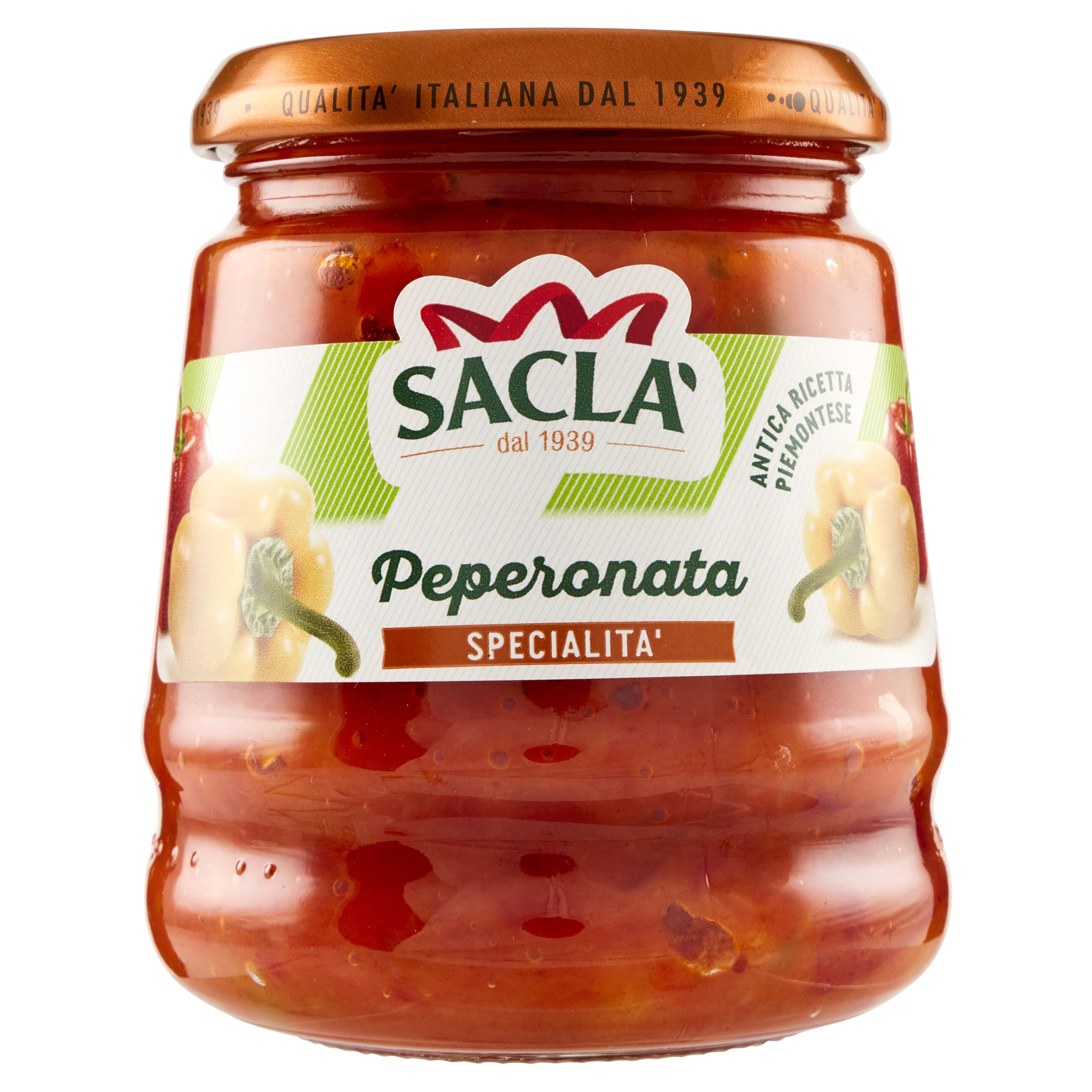 Saclà, Sottoli, Peperonata, Ideale per Aperitivo, Antipasti e Contorni, Vaso Vetro, 290g, Confezione da 12 Pezzi