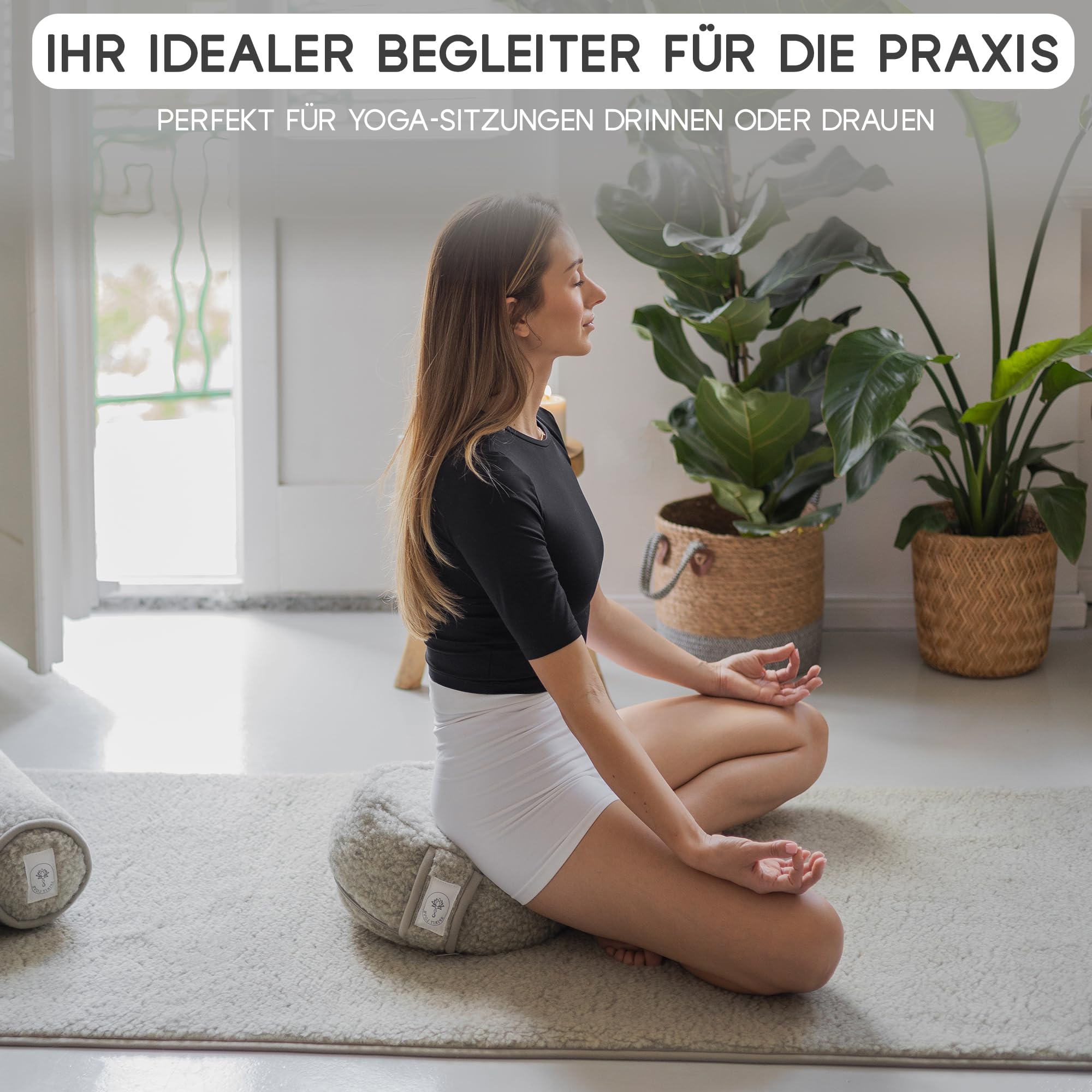 Yogamatte Schafwolle | Natürlich Merino Wolle Trainingsmatte | Yogamatte rutschfest | Hautfreundlich & kuschelig | Perfekt für Meditation, Pilates & Fitnessübungen | Mit Tragetasche - 200x75 cm