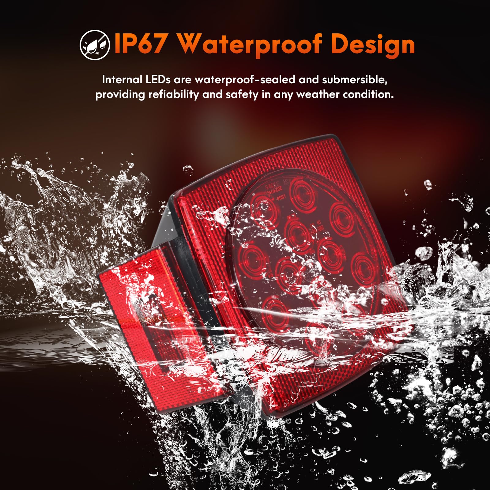 Lcrslitx LED Trailer Light Kit, IP67 Submersible Trailer Lights 12V DOT, Stop/Tail/Turn Boat Trailer Lights with 13.7" ID Bar, 6 Marker Lights, 25 ft Protective Wiring Harness, License Plate Bracket - 5